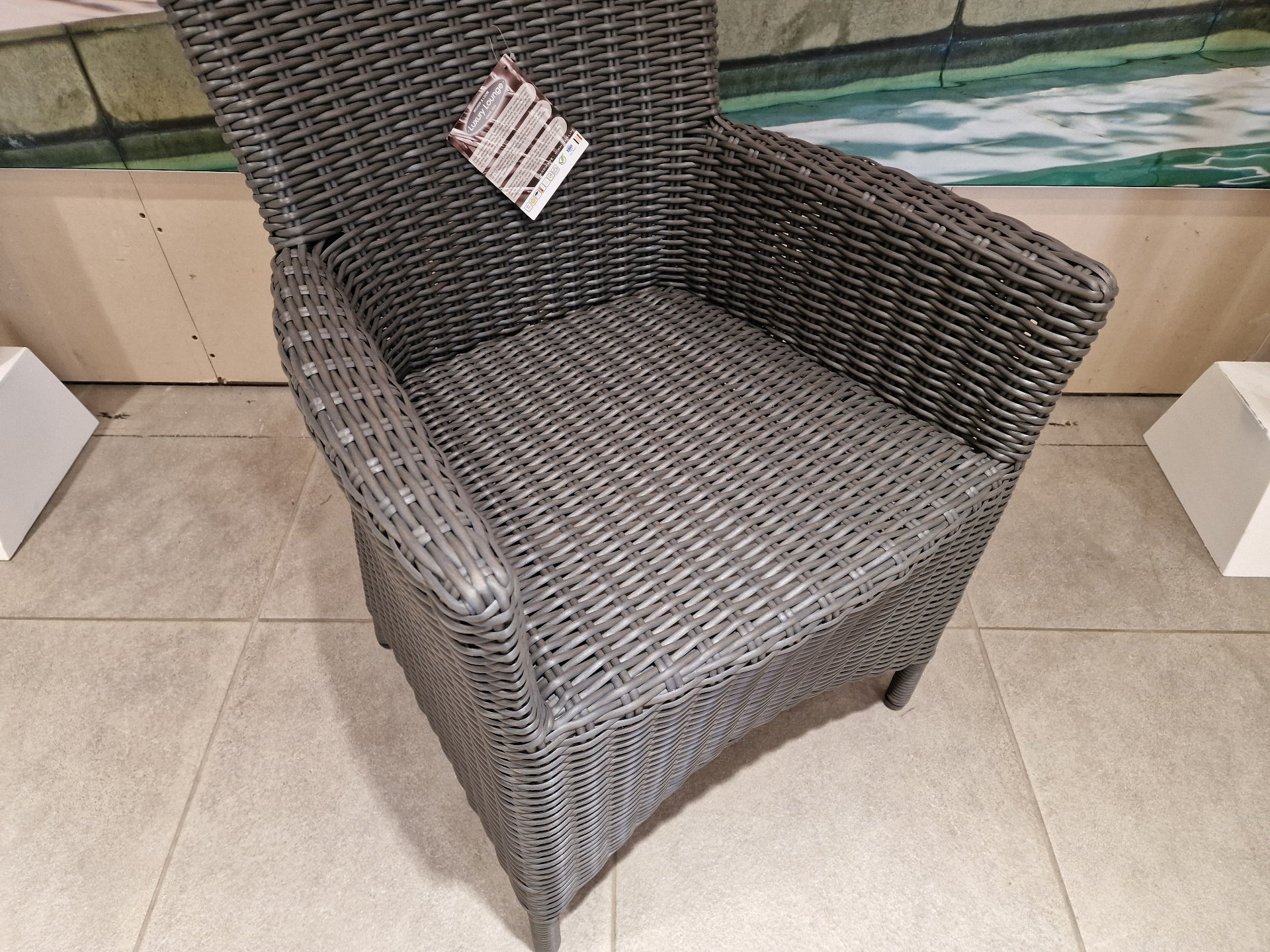 Wickerzetel Met Arm Atlanta Halfronde Draad Slate Grey HM EOL