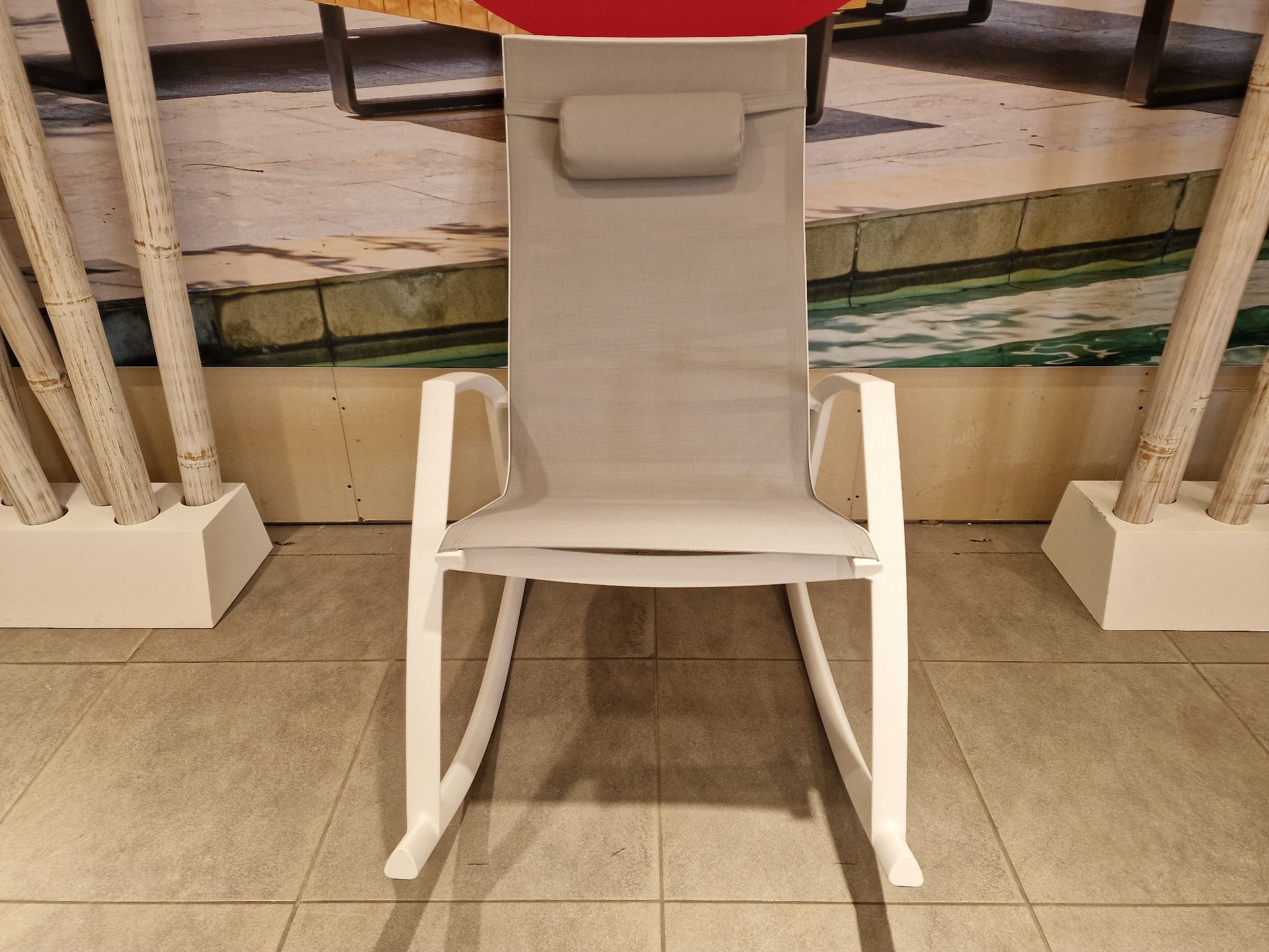 Alu Schommelstoel Kennedy White Mat - Light Grey Textilene