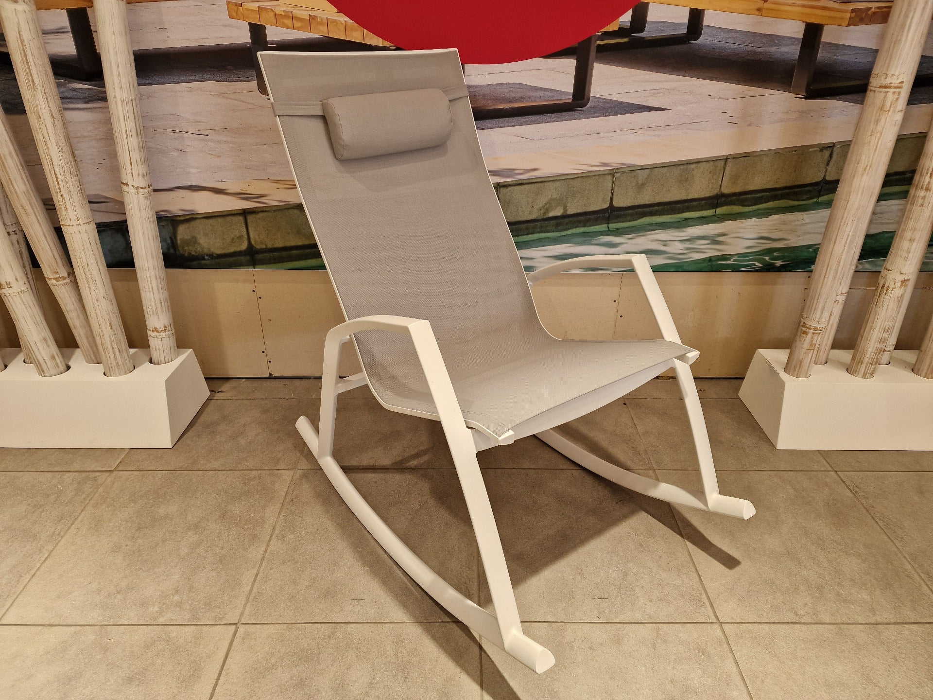 Alu Schommelstoel Kennedy White Mat - Light Grey Textilene