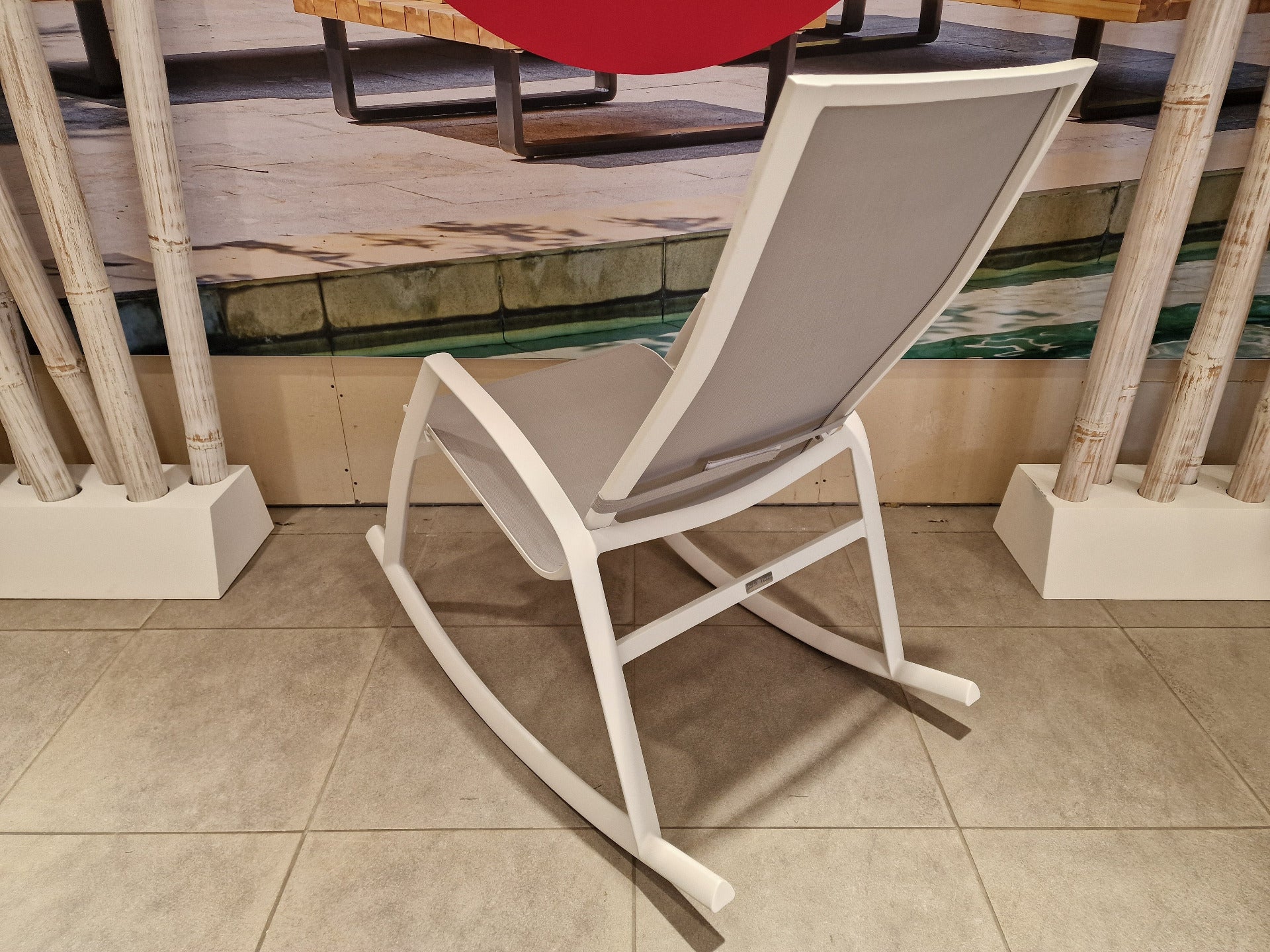 Alu Schommelstoel Kennedy White Mat - Light Grey Textilene