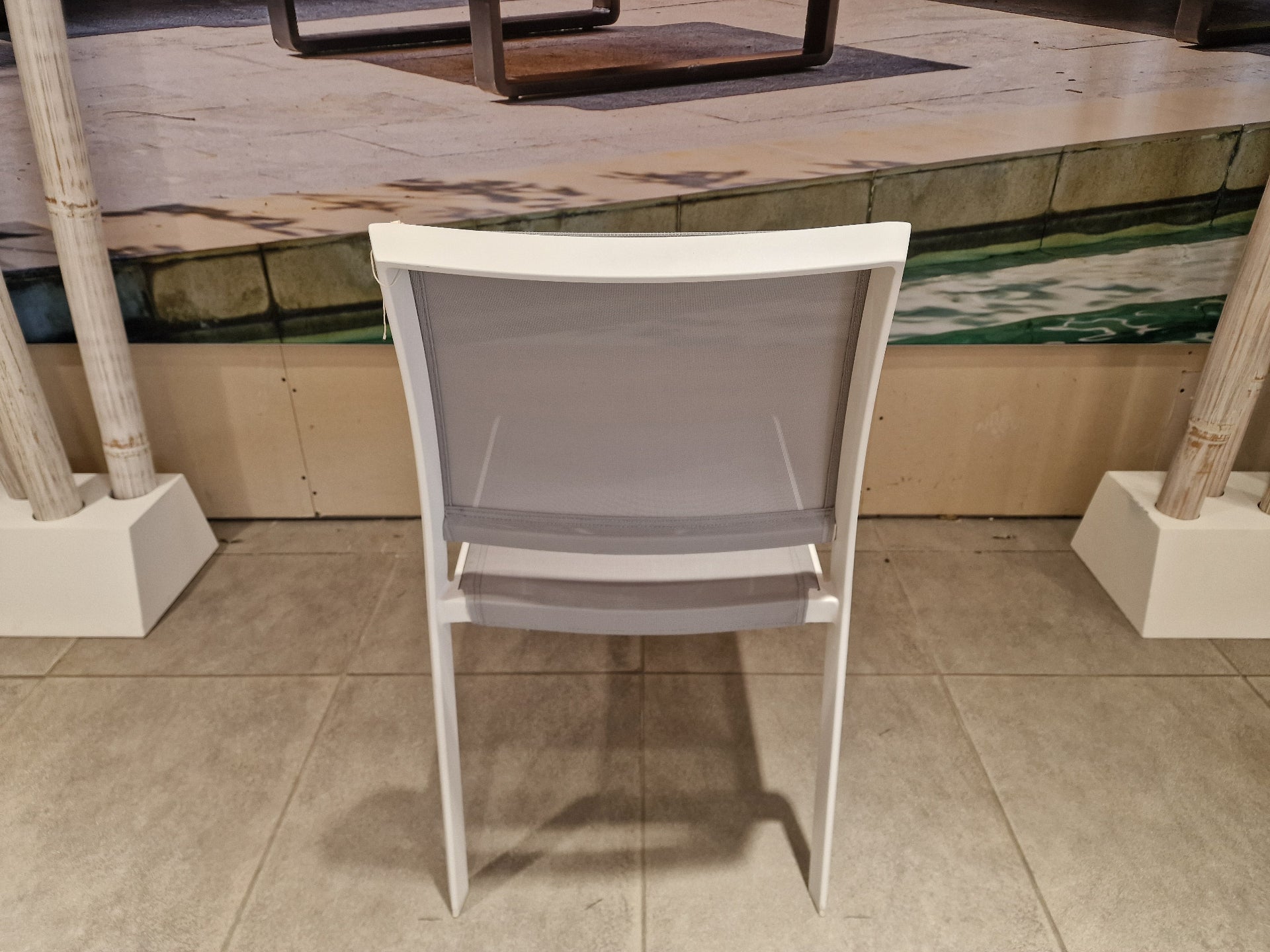 Alu Stapelstoel Nice White Mat + Light Grey Textilene