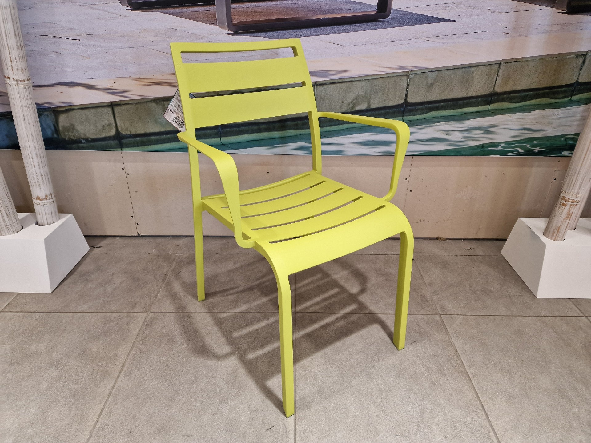 Alu Stapelstoel Nice Slat Green Mat + Armleuning