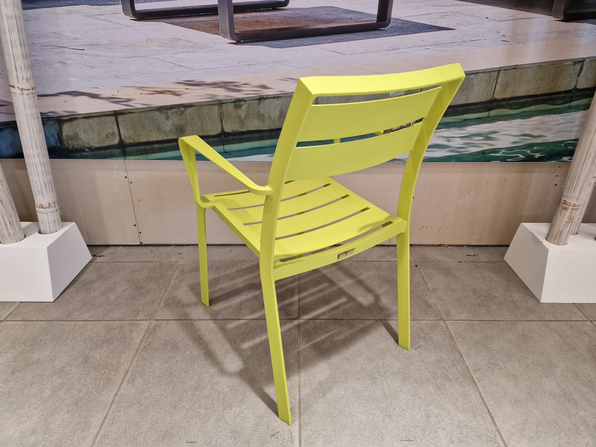 Alu Stapelstoel Nice Slat Green Mat + Armleuning