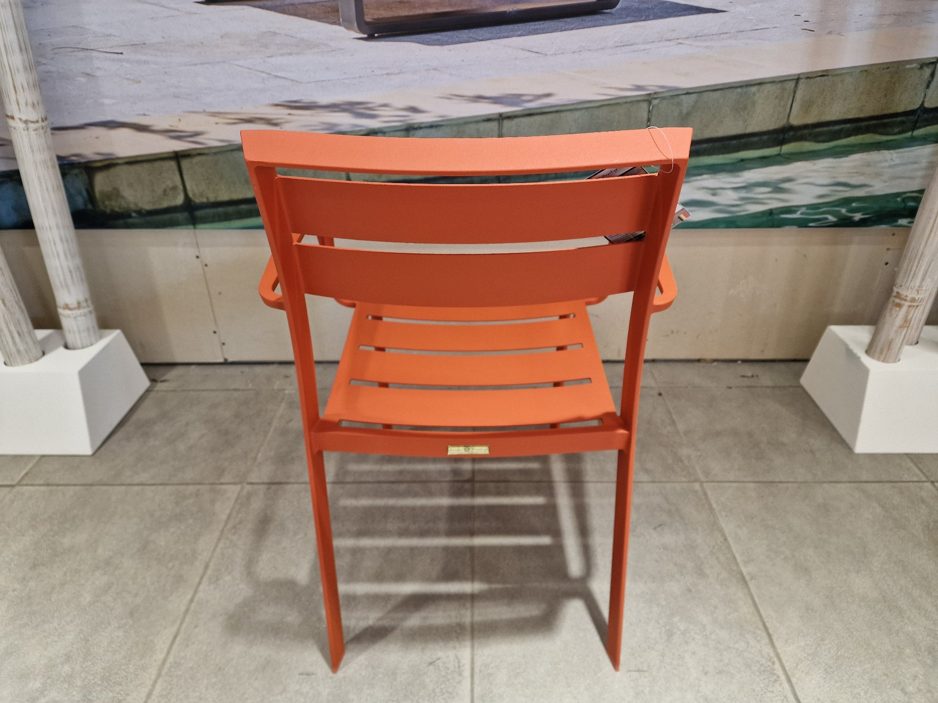 Alu Stapelstoel Nice Slat Orange Mat + Armleuning