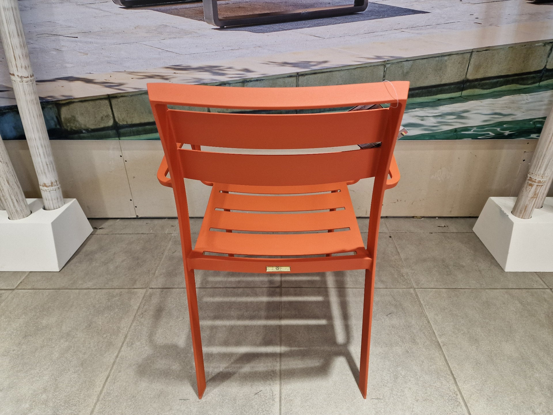 Alu Stapelstoel Nice Slat Orange Mat + Armleuning