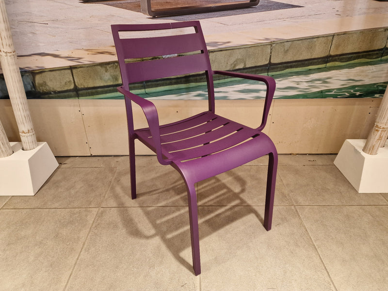 Alu Stapelstoel Nice Slat Purple Mat + Armleuning