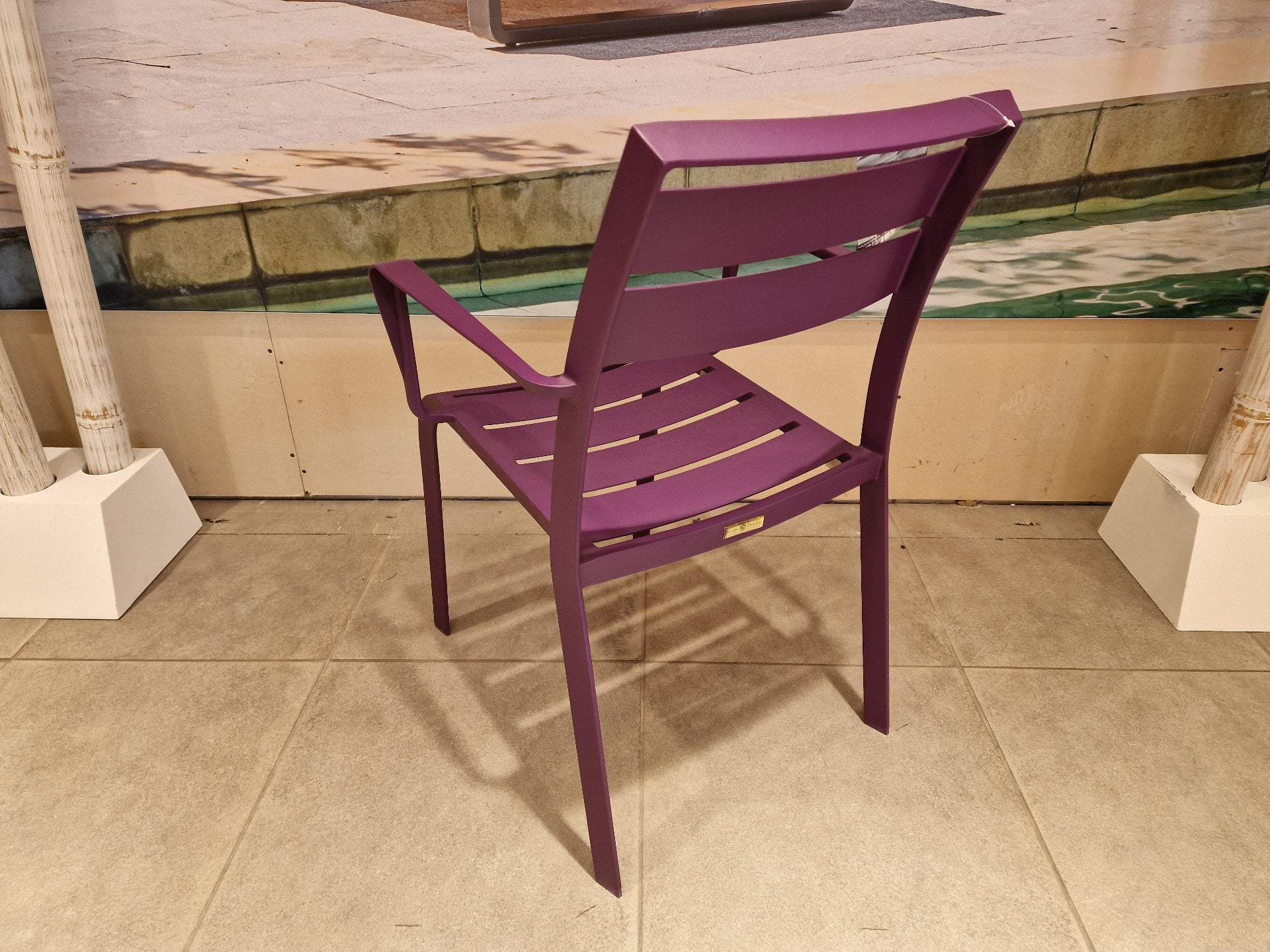 Alu Stapelstoel Nice Slat Purple Mat + Armleuning