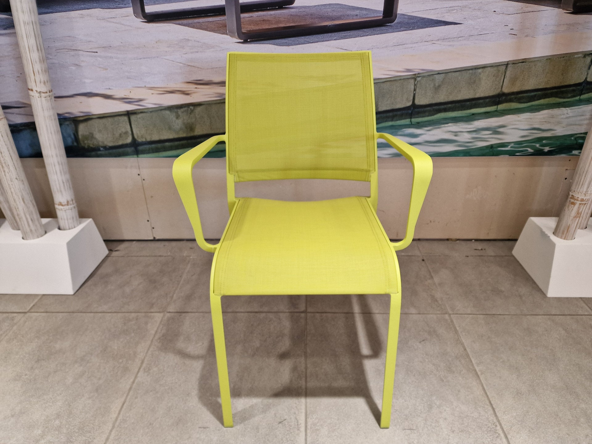 Alu Stapelstoel Nice Green Mat + Green Textilene + Armleuning