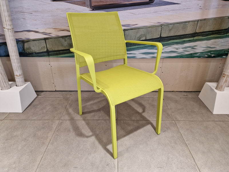 Alu Stapelstoel Nice Green Mat + Green Textilene + Armleuning