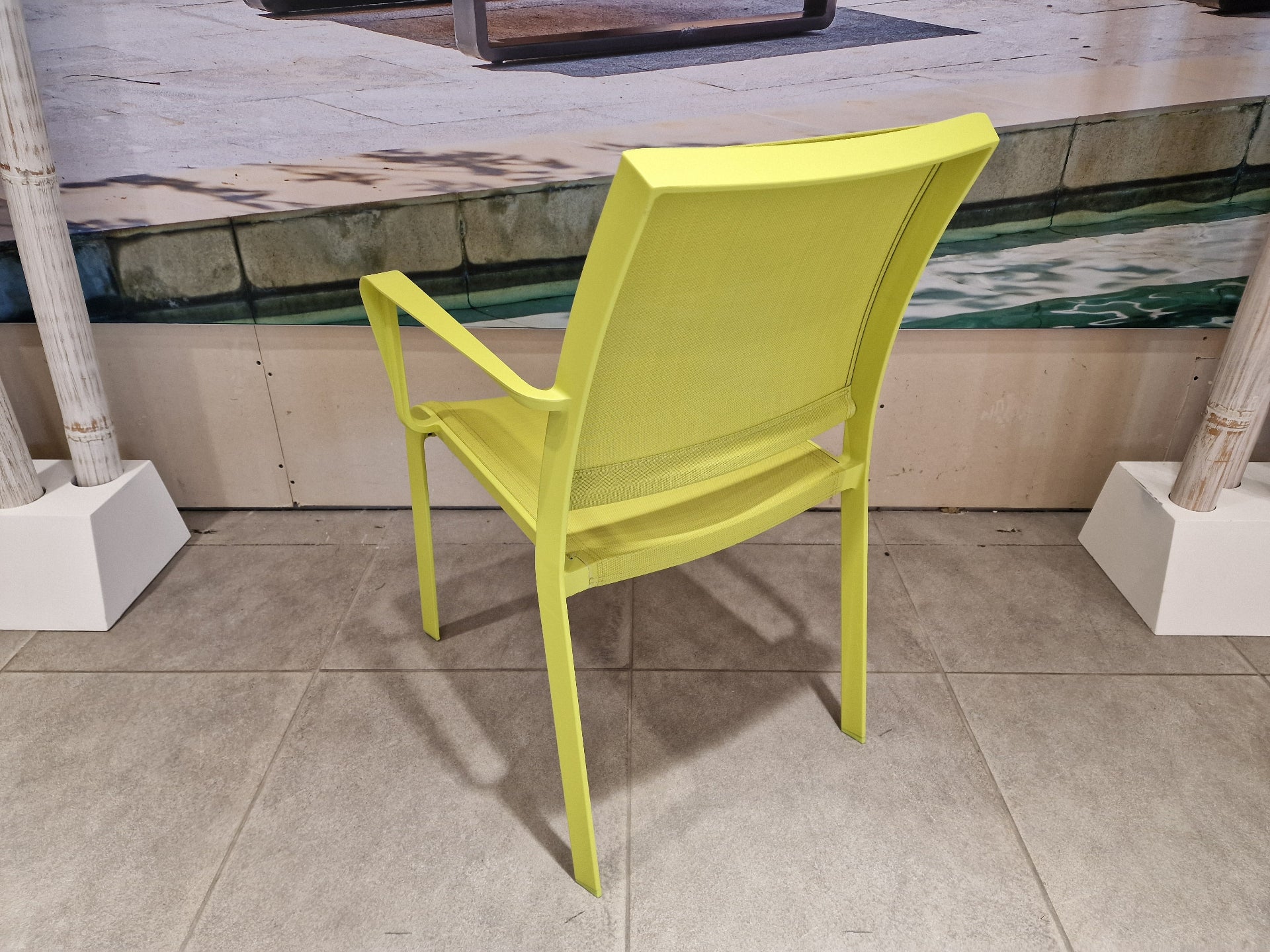 Alu Stapelstoel Nice Green Mat + Green Textilene + Armleuning