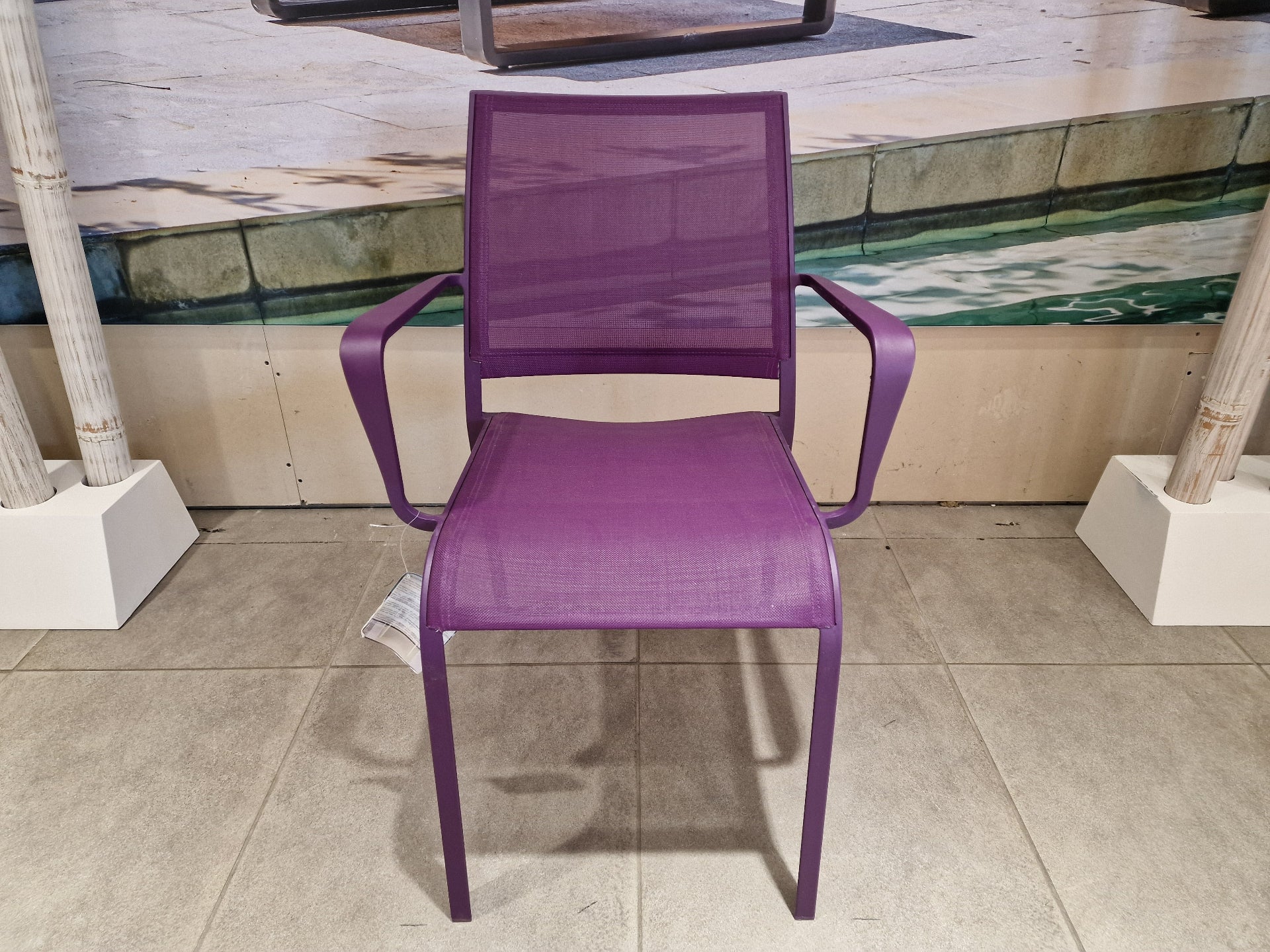 Alu Stapelstoel Nice Purple Mat + Purple Textilene + Armleuning