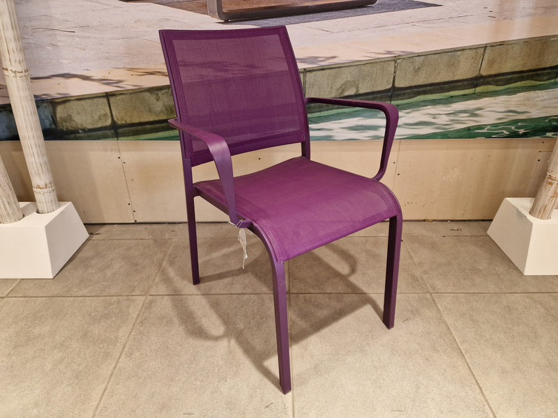Alu Stapelstoel Nice Purple Mat + Purple Textilene + Armleuning