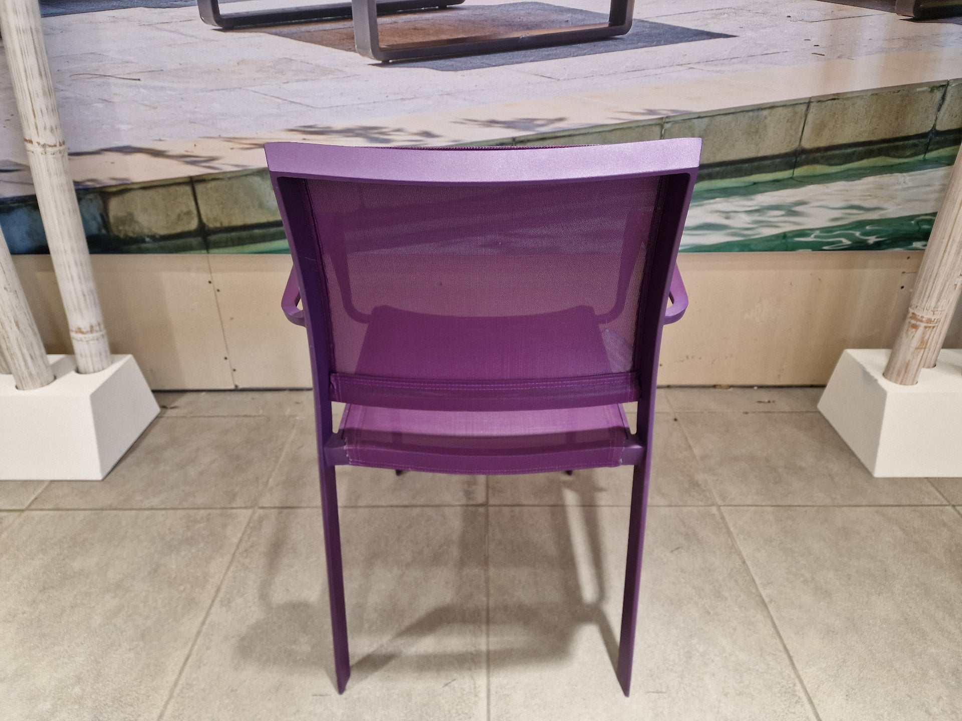 Alu Stapelstoel Nice Purple Mat + Purple Textilene + Armleuning