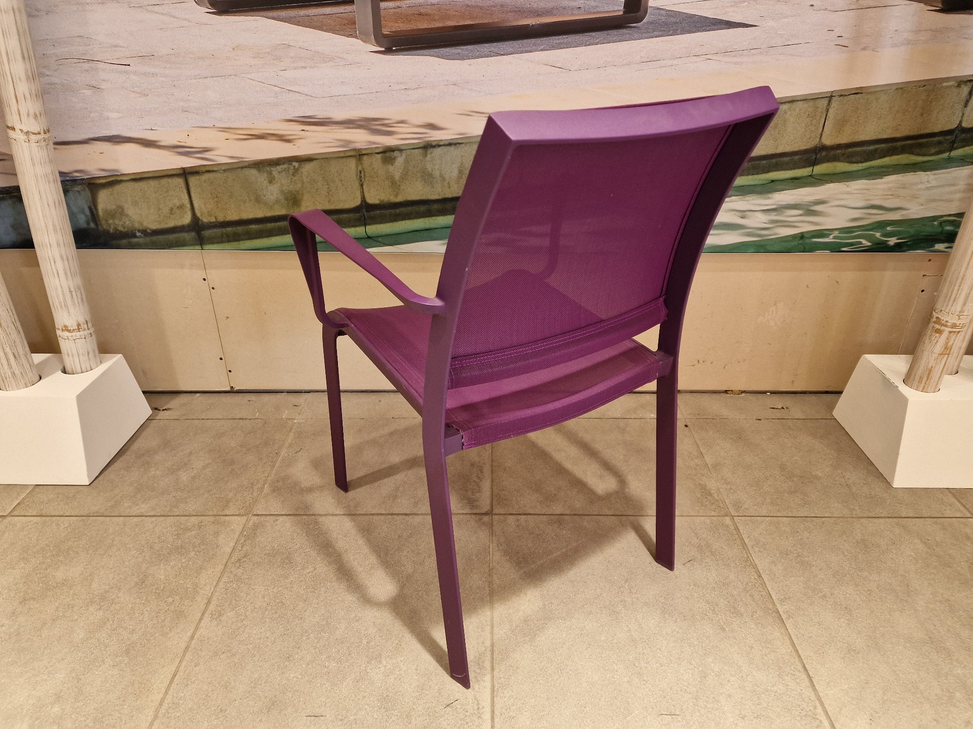 Alu Stapelstoel Nice Purple Mat + Purple Textilene + Armleuning