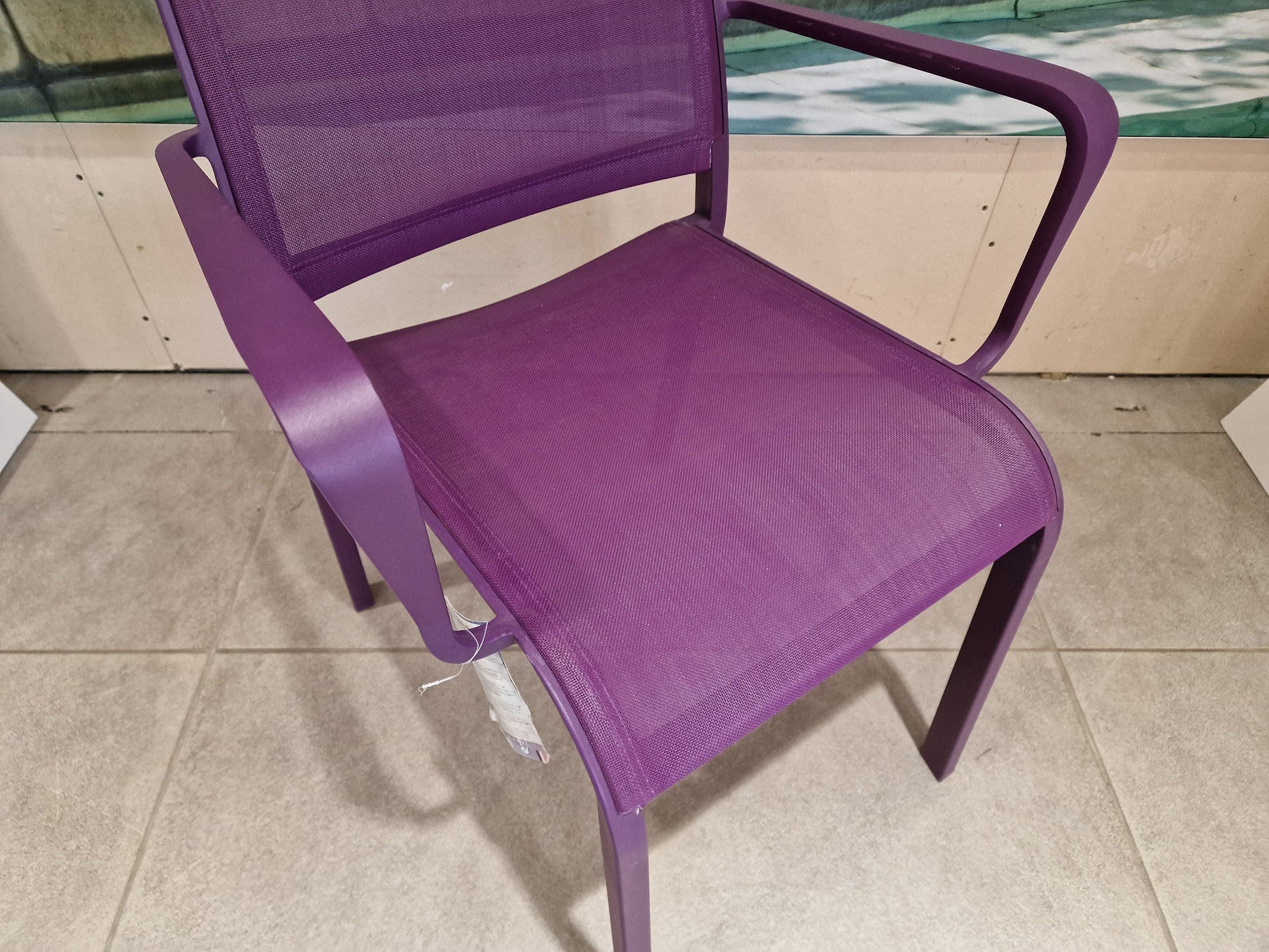 Alu Stapelstoel Nice Purple Mat + Purple Textilene + Armleuning