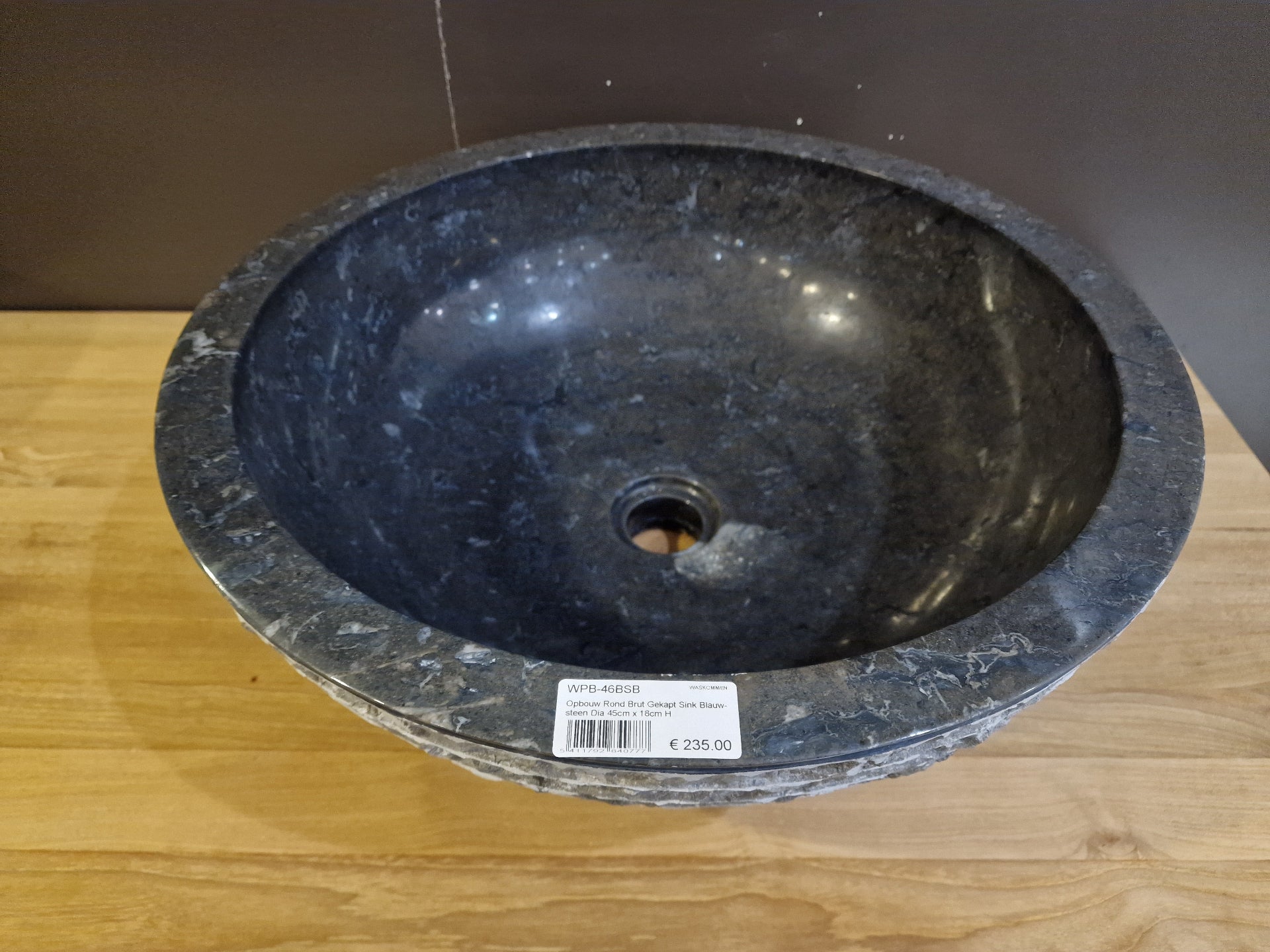 Opbouw Rond Brut Gekapt Sink Blauwsteen