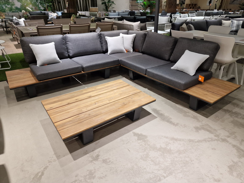 Lota Alu Hoeklounge 3-delig - Acacia Teak Look - Alu Charcoal