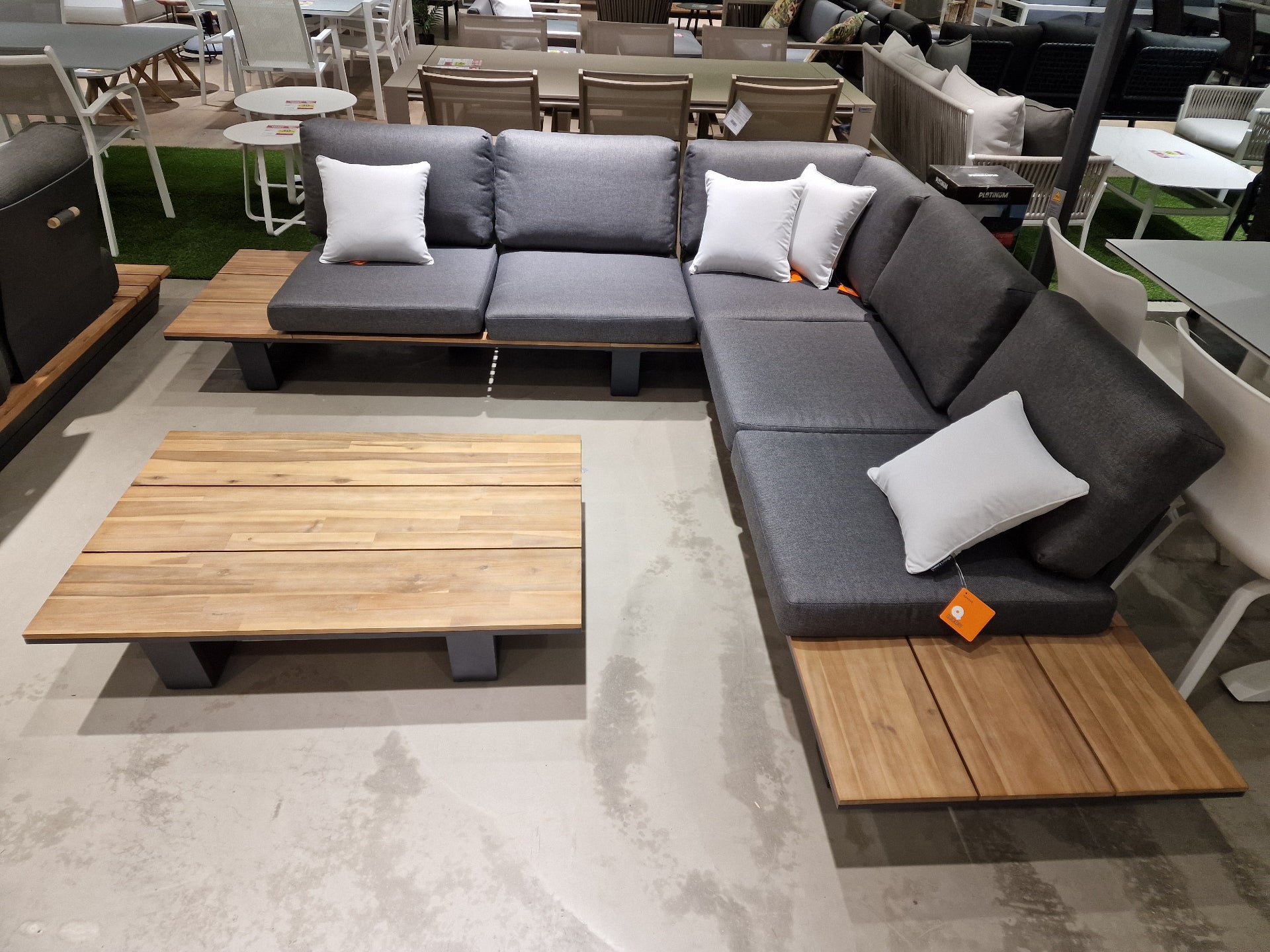 Lota Alu Hoeklounge 3-delig - Acacia Teak Look - Alu Charcoal