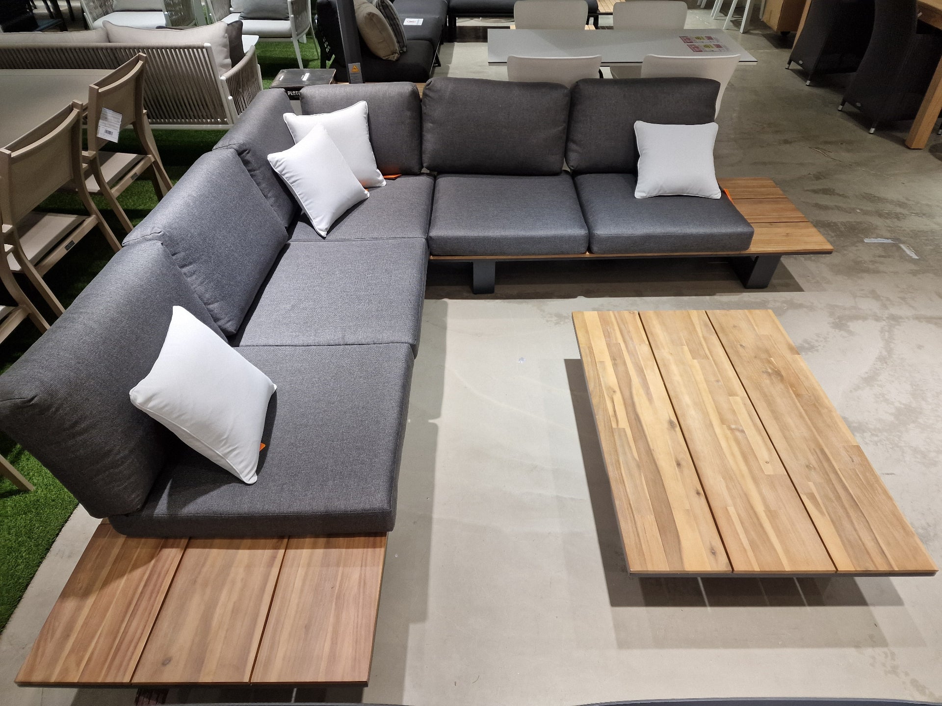 Lota Alu Hoeklounge 3-delig - Acacia Teak Look - Alu Charcoal