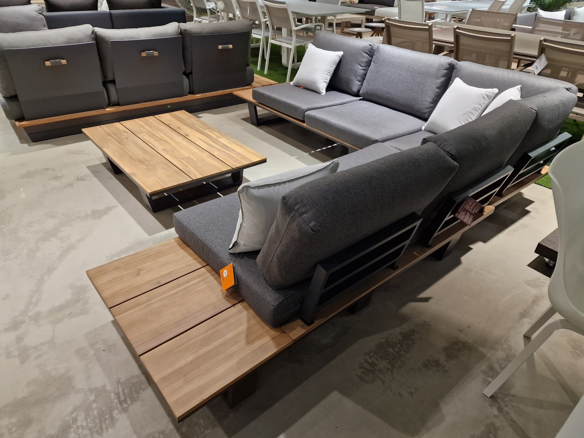 Lota Alu Hoeklounge 3-delig - Acacia Teak Look - Alu Charcoal