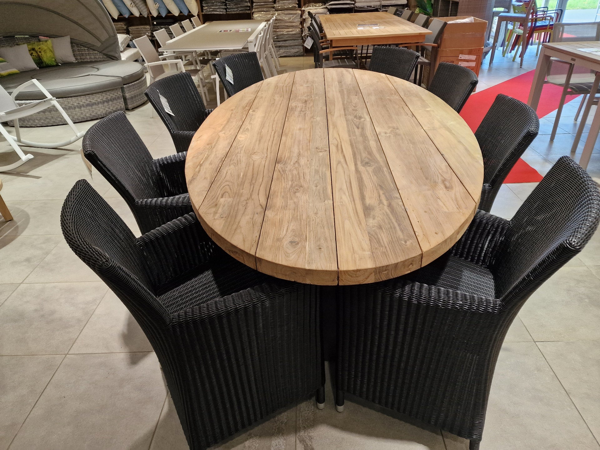 Alu Tuintafel Frame Florida Charcoal Mat + 8x Wickerzetel met Arm