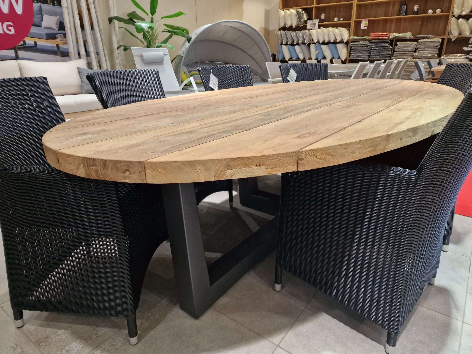 Alu Tuintafel Frame Florida Charcoal Mat + 8x Wickerzetel met Arm