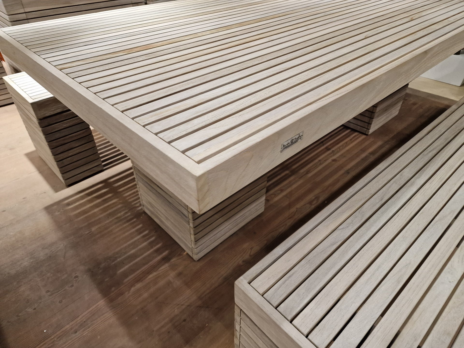 Tokyo Teak Dining eettafel + 2x zitbank - Instant Grey