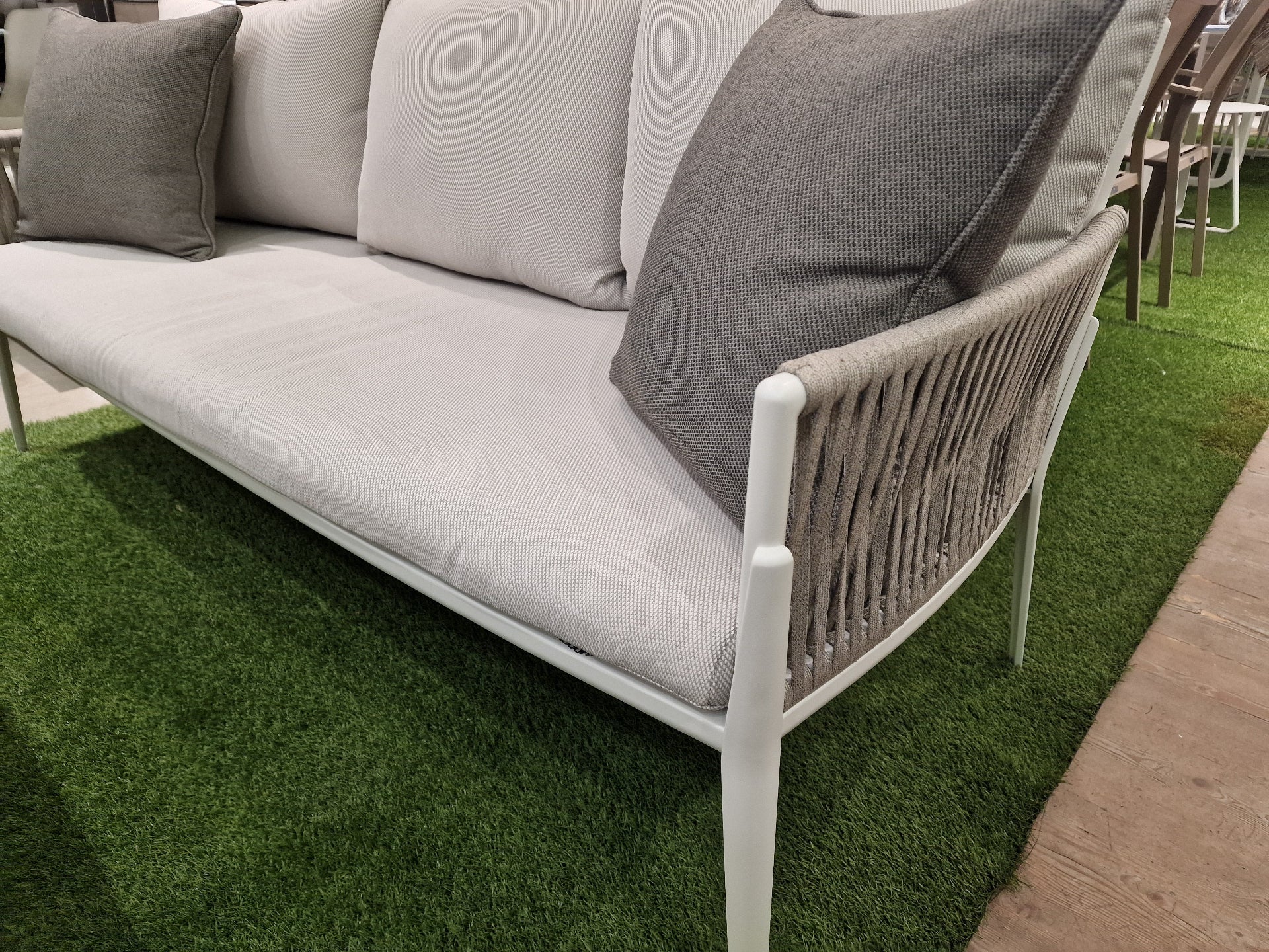 Lounge set Elba Alu White Rope - 3 Zit + 2x1 zit + Keramiek Salontafel