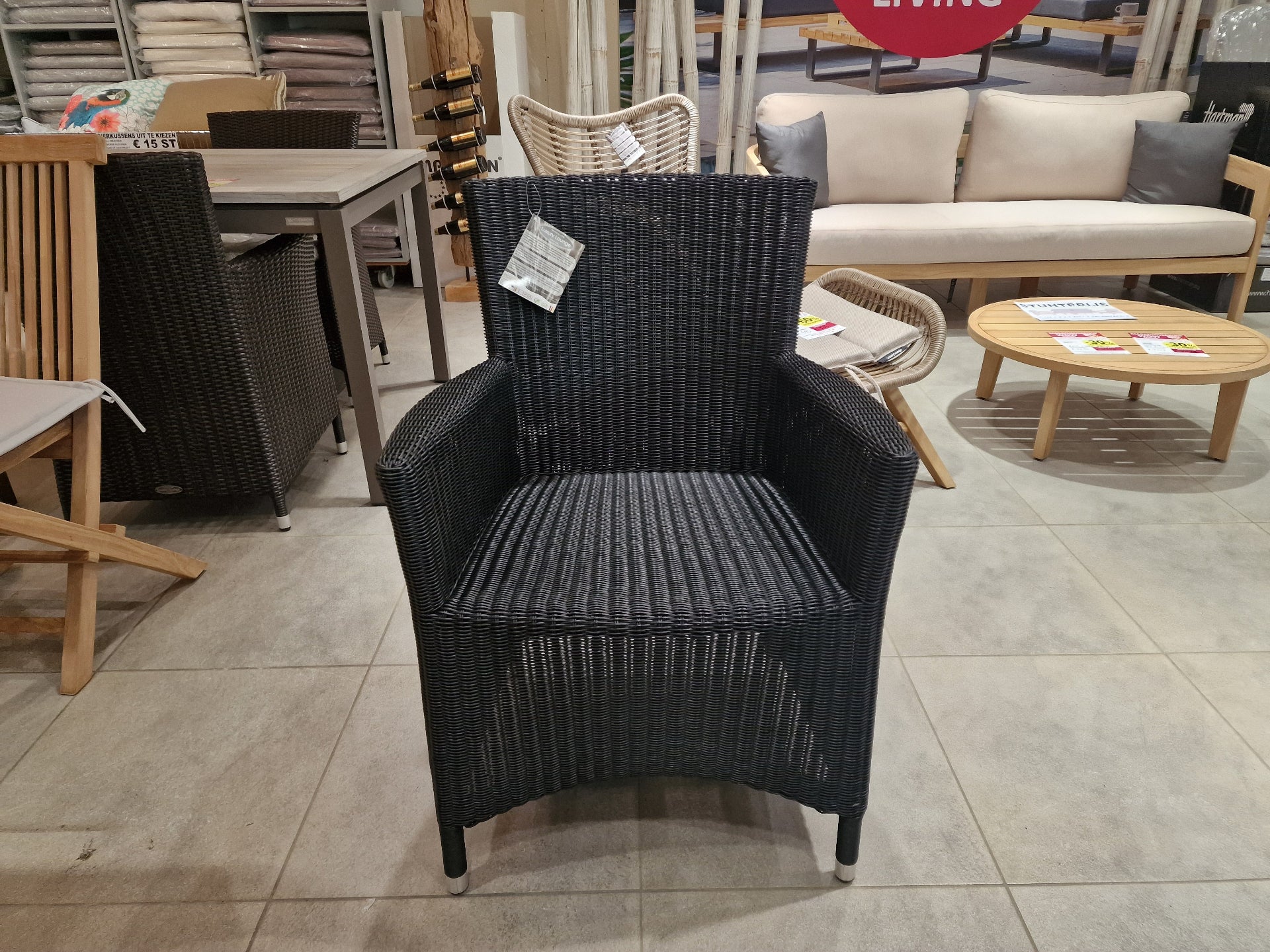 Wickerzetel Met Arm Ronde Draad Art Polycore Luxury Lounge