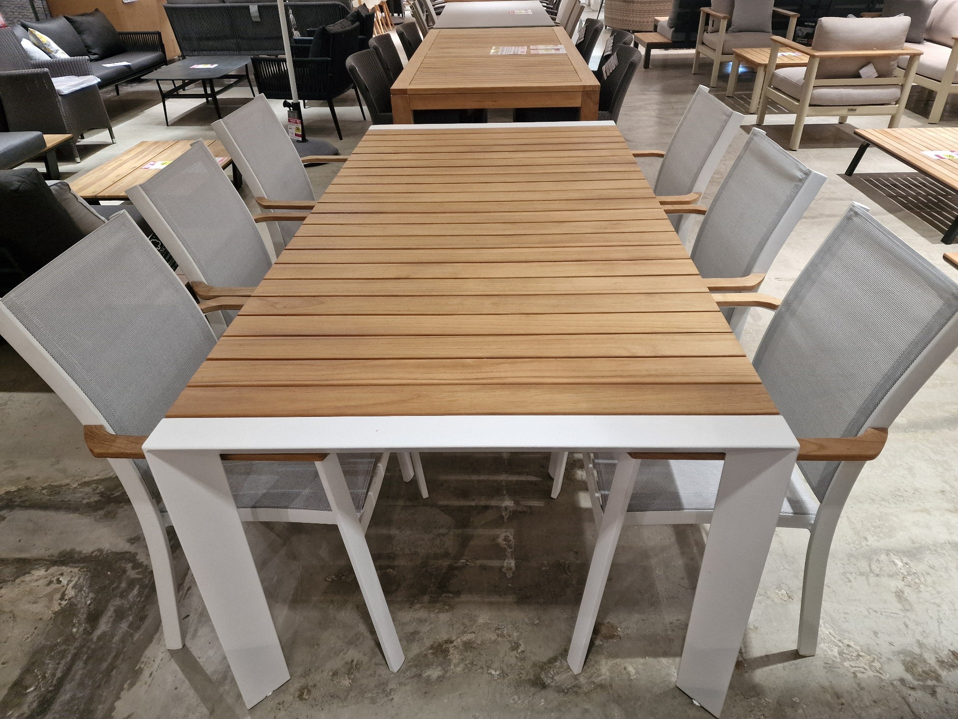 Alu Tuintafel Bellevue - 202 x 100 cm - Alu Frame White Teak Top