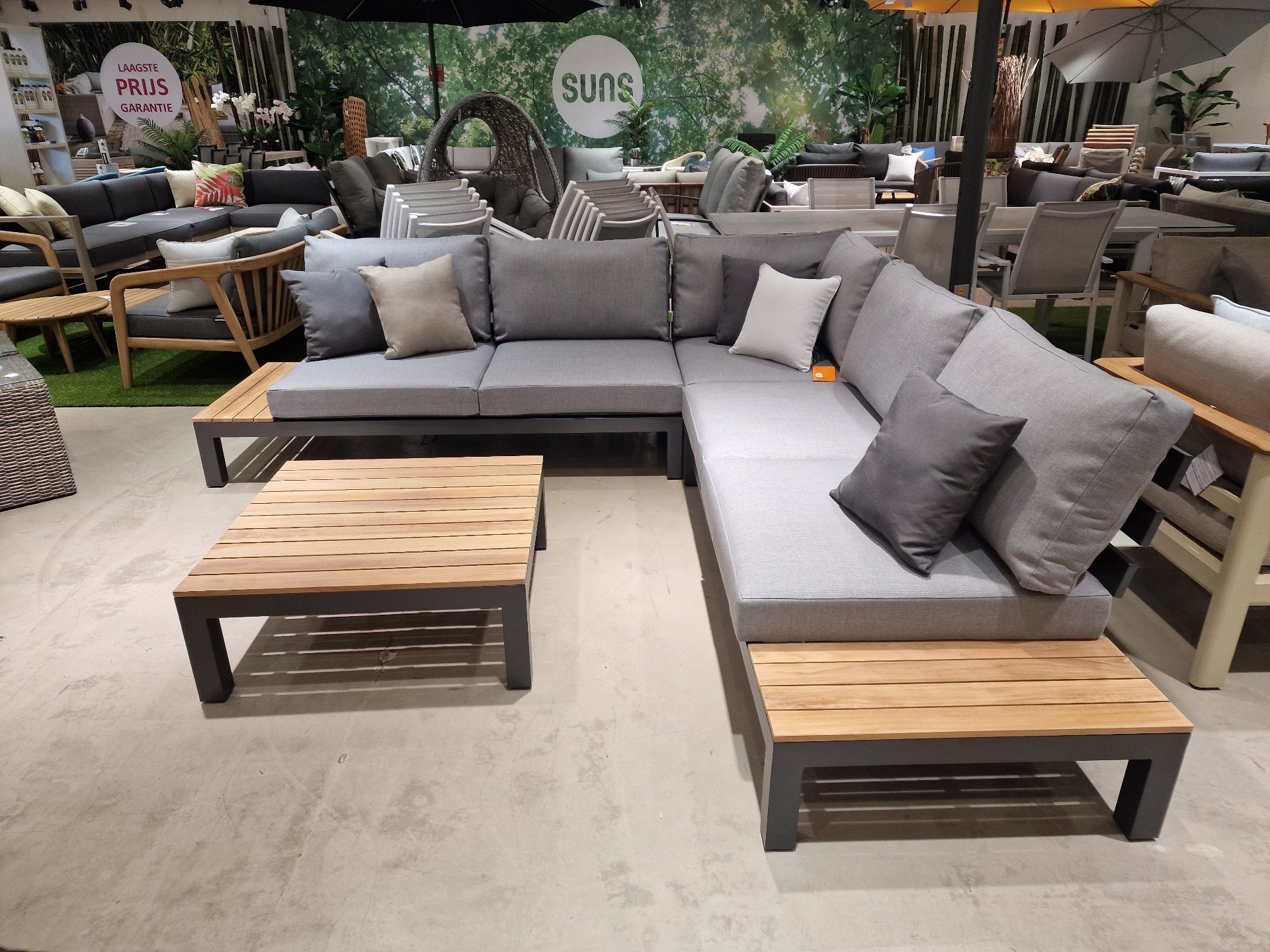 Vienna Hoeklounge Set Teak Top 4-delig Alu - Royal Grey Mat + Pepper Grey