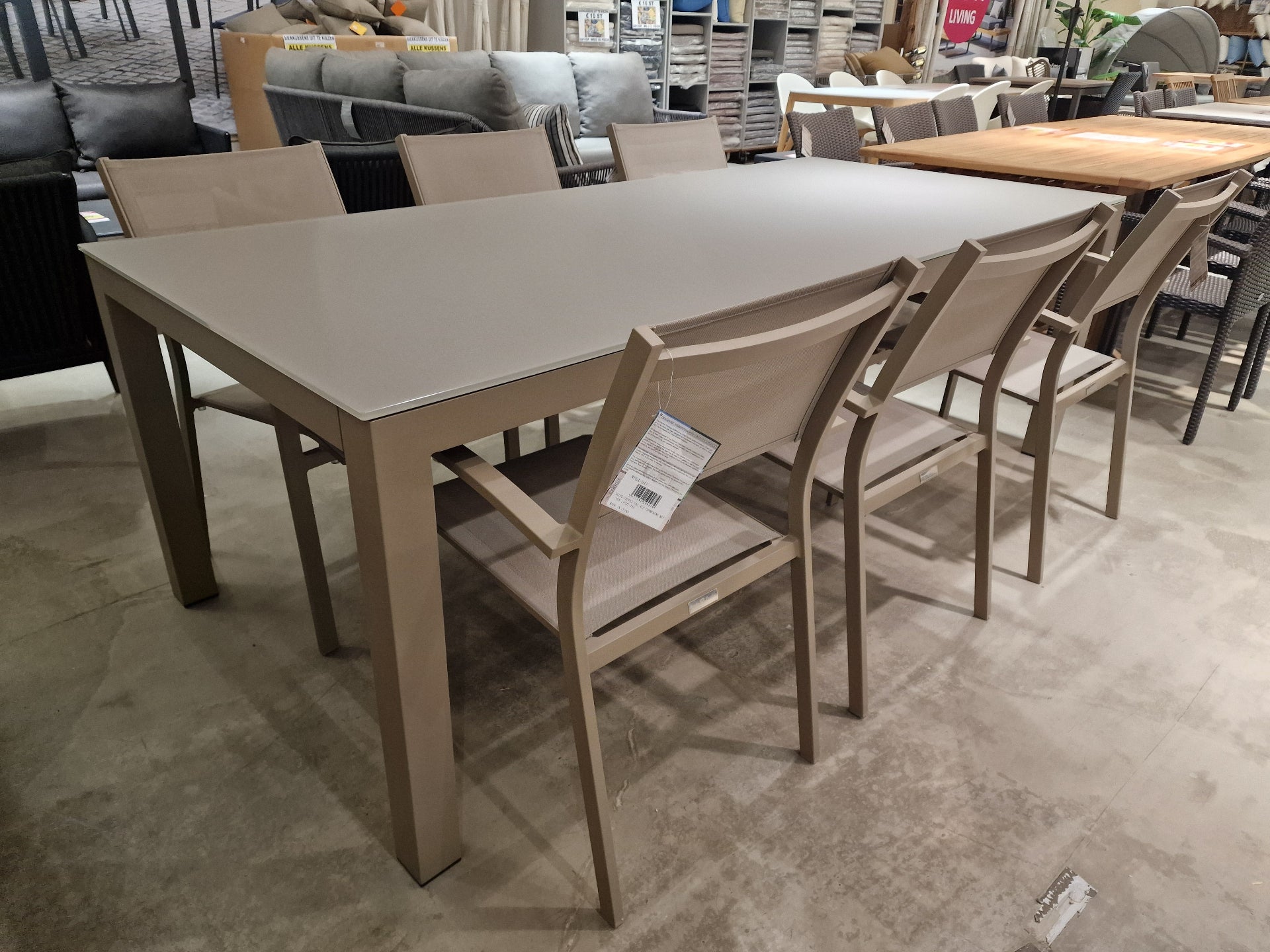Alu Tuintafel Cleopatra Champagne Mat + Glas Top Taupe - 220cm x 100cm