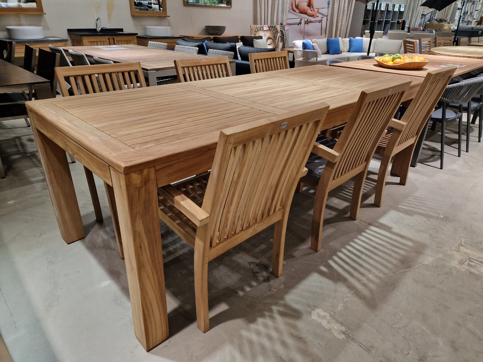 Teak Tuintafel Vast Rechthoek Sunrise - Latten 5cm - 240 x 100cm