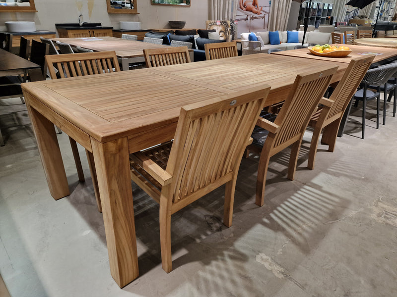 Teak Tuintafel Vast Rechthoek Sunrise - Latten 5cm - 240 x 100cm