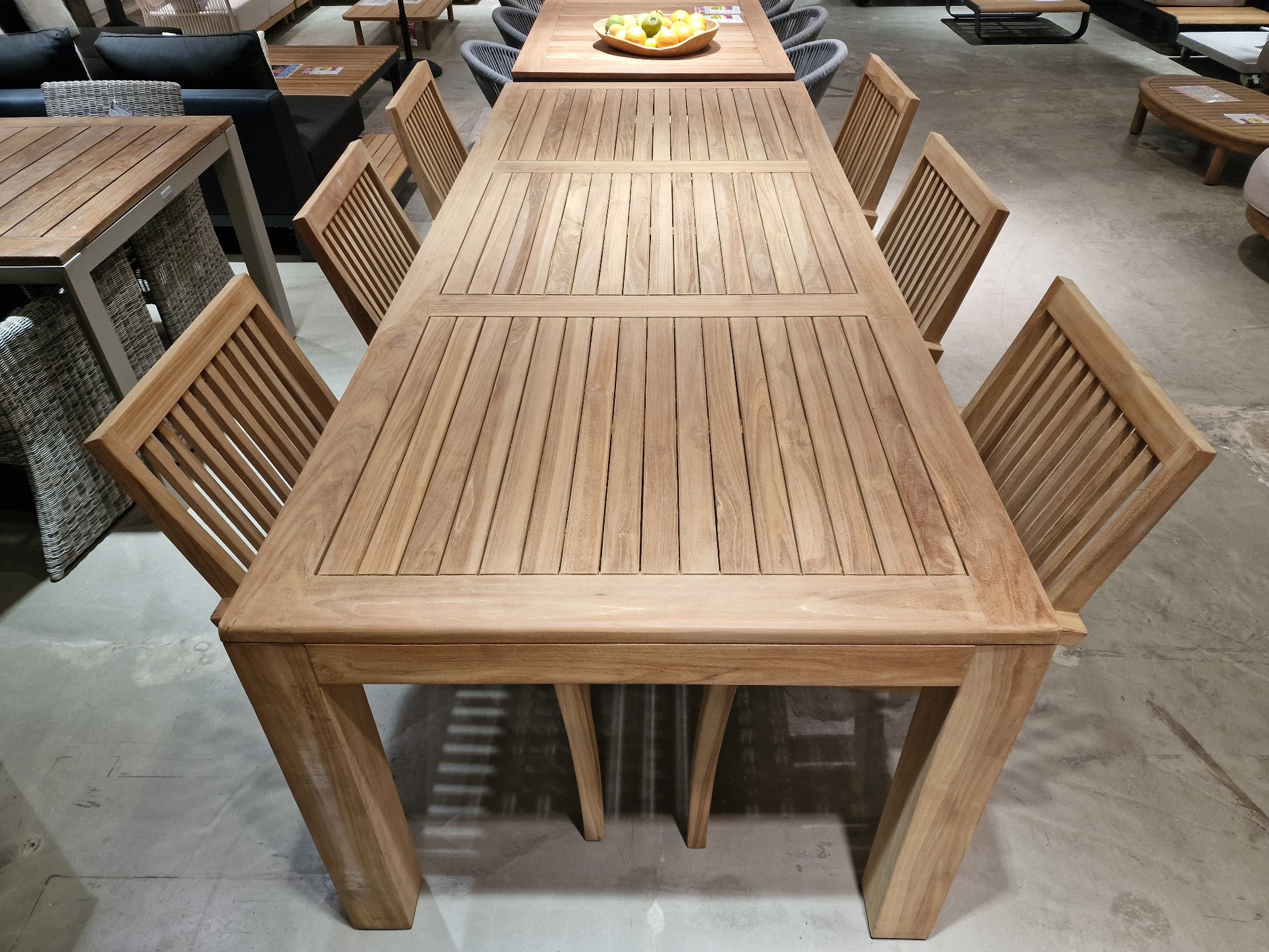 Teak Tuintafel Vast Rechthoek Sunrise - Latten 5cm - 240 x 100cm