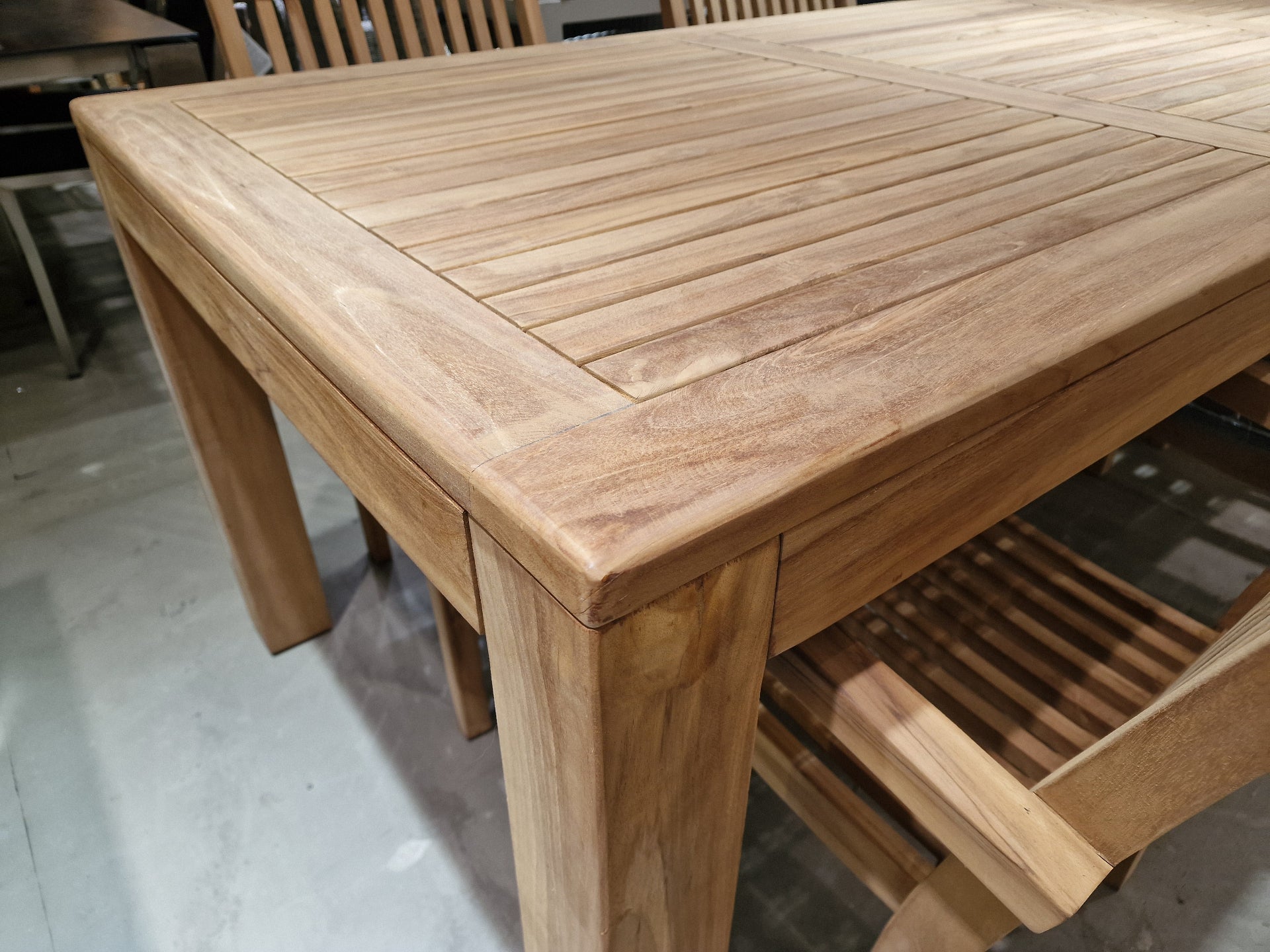 Teak Tuintafel Vast Rechthoek Sunrise - Latten 5cm - 240 x 100cm