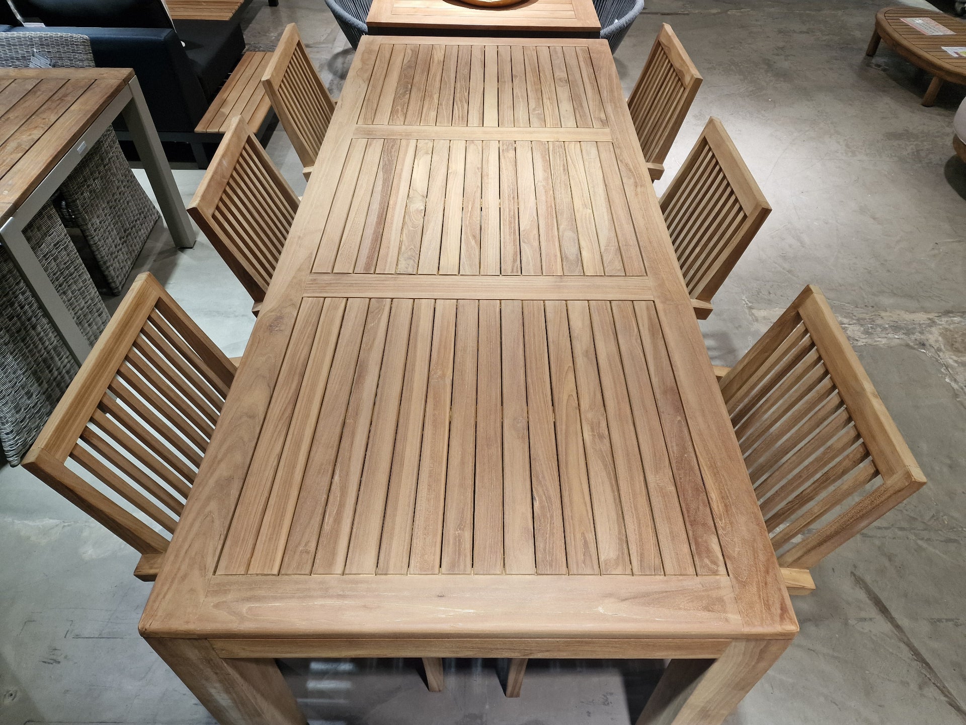 Teak Tuintafel Vast Rechthoek Sunrise - Latten 5cm - 240 x 100cm