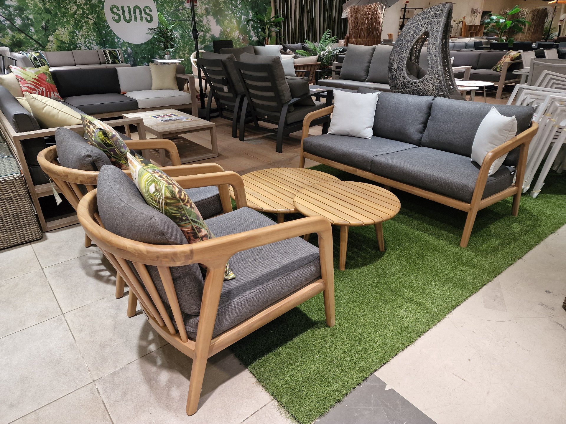 Florence Lounge Set 2-Zit + 2x 1-Zit - Acacia Light Teak Look