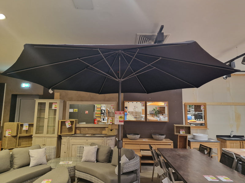 Steelparasol Azur Dia 350cm Doek Zwart