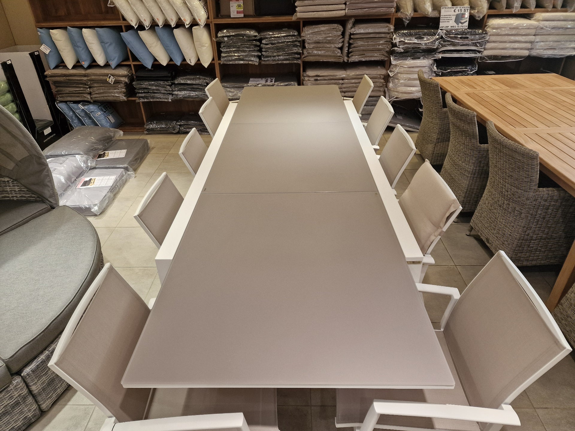 ALU Tuintafel Uitschuifbaar Lissabon White Mat 220-330 cm x 106 cm