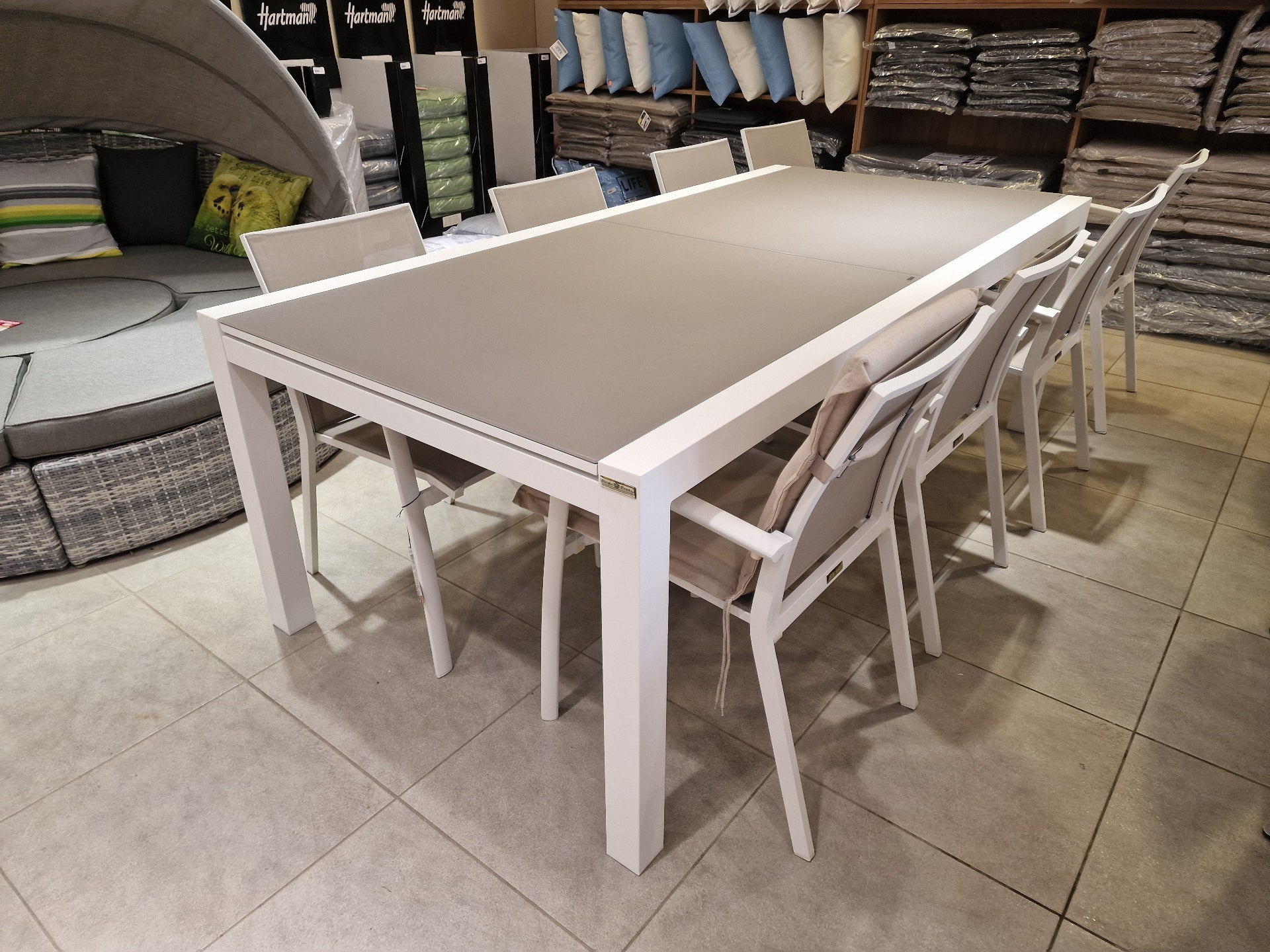 ALU Tuintafel Uitschuifbaar Lissabon White Mat 220-330 cm x 106 cm