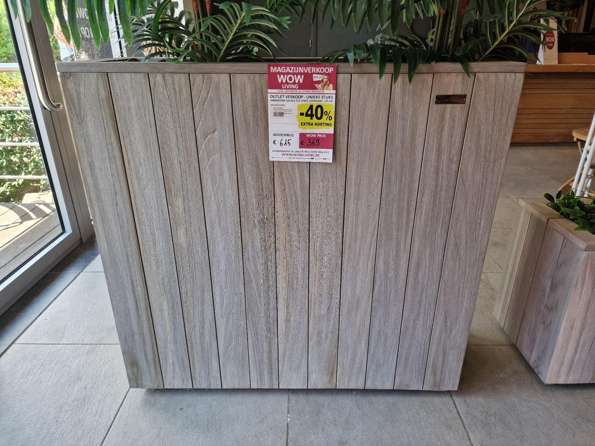 Teak Planter Brighton Deluxe 100 x 35 x H95 cm Instant Grey