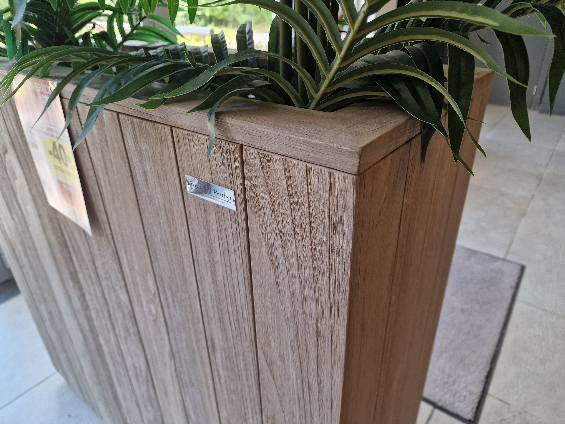Teak Planter Brighton Deluxe 100 x 35 x H95 cm Instant Grey