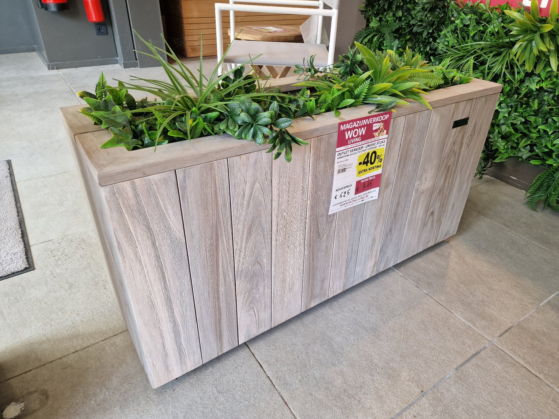 Teak Planter Brighton Deluxe 100 x 35 x H 50 cm Instant Grey