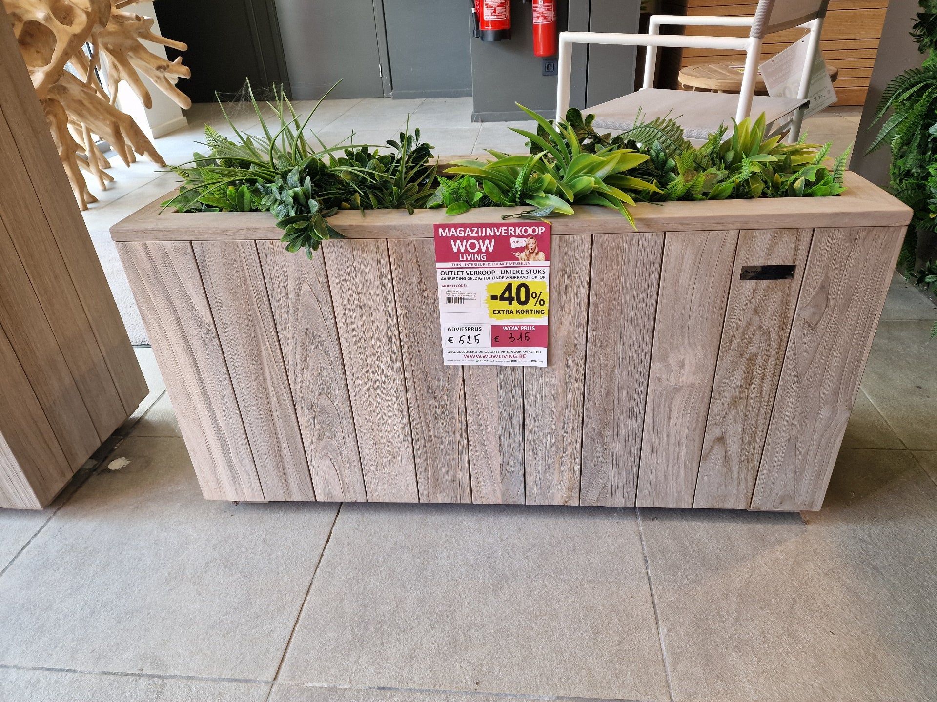 Teak Planter Brighton Deluxe 100 x 35 x H 50 cm Instant Grey