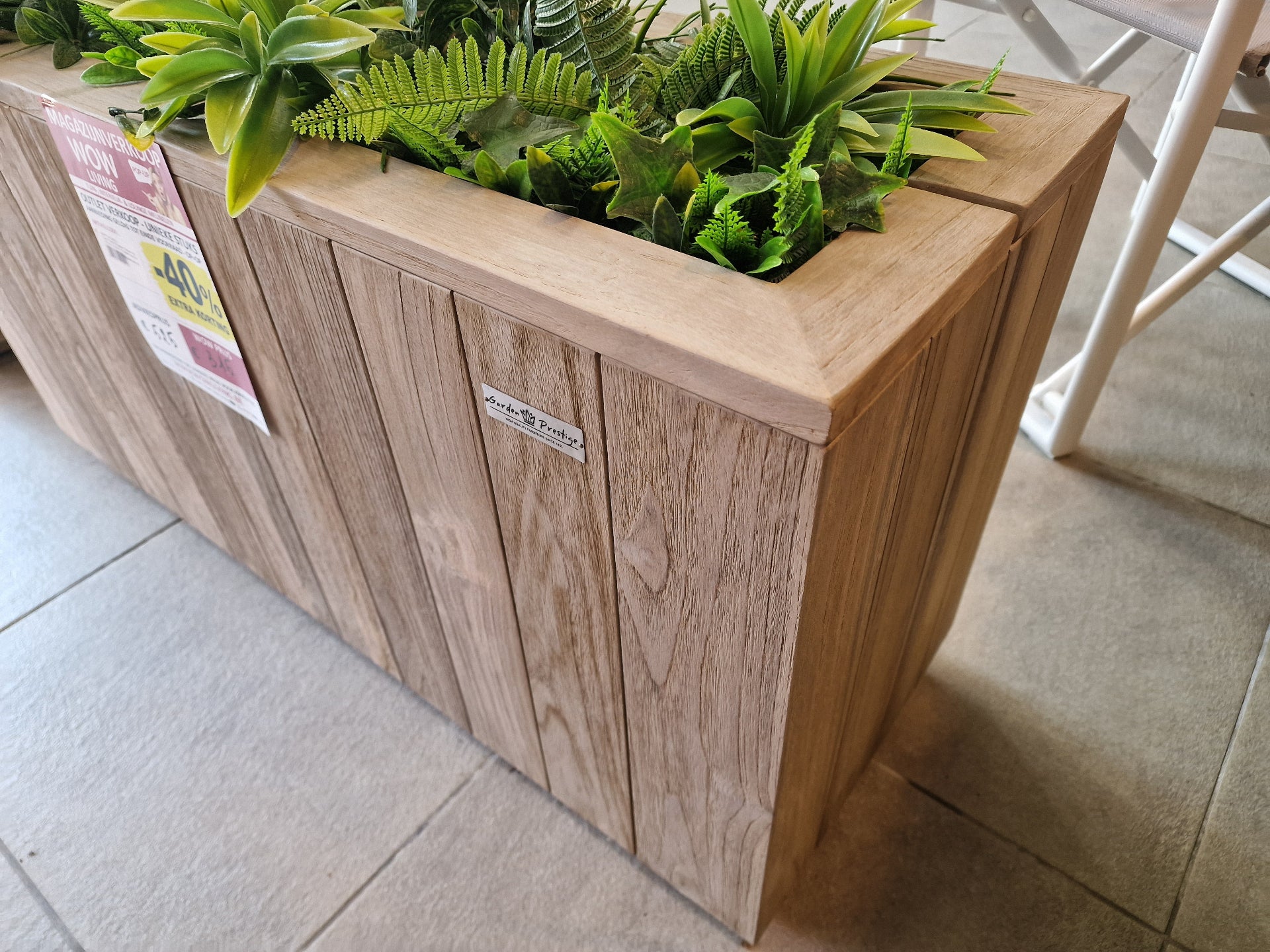 Teak Planter Brighton Deluxe 100 x 35 x H 50 cm Instant Grey
