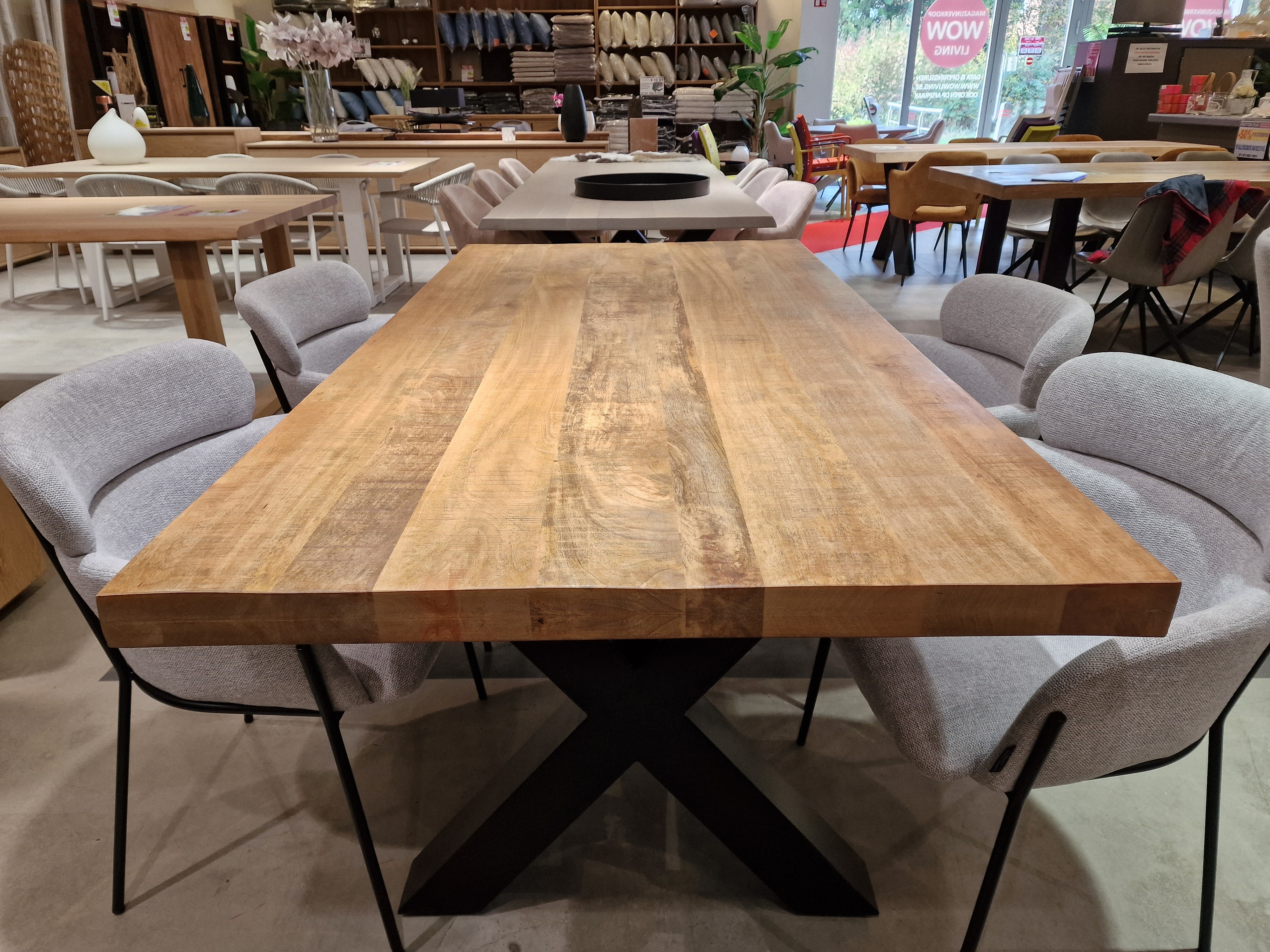 Mango Eettafel Zino Rechthoekig 180 x 90cm met metalen X-Poot Zwart