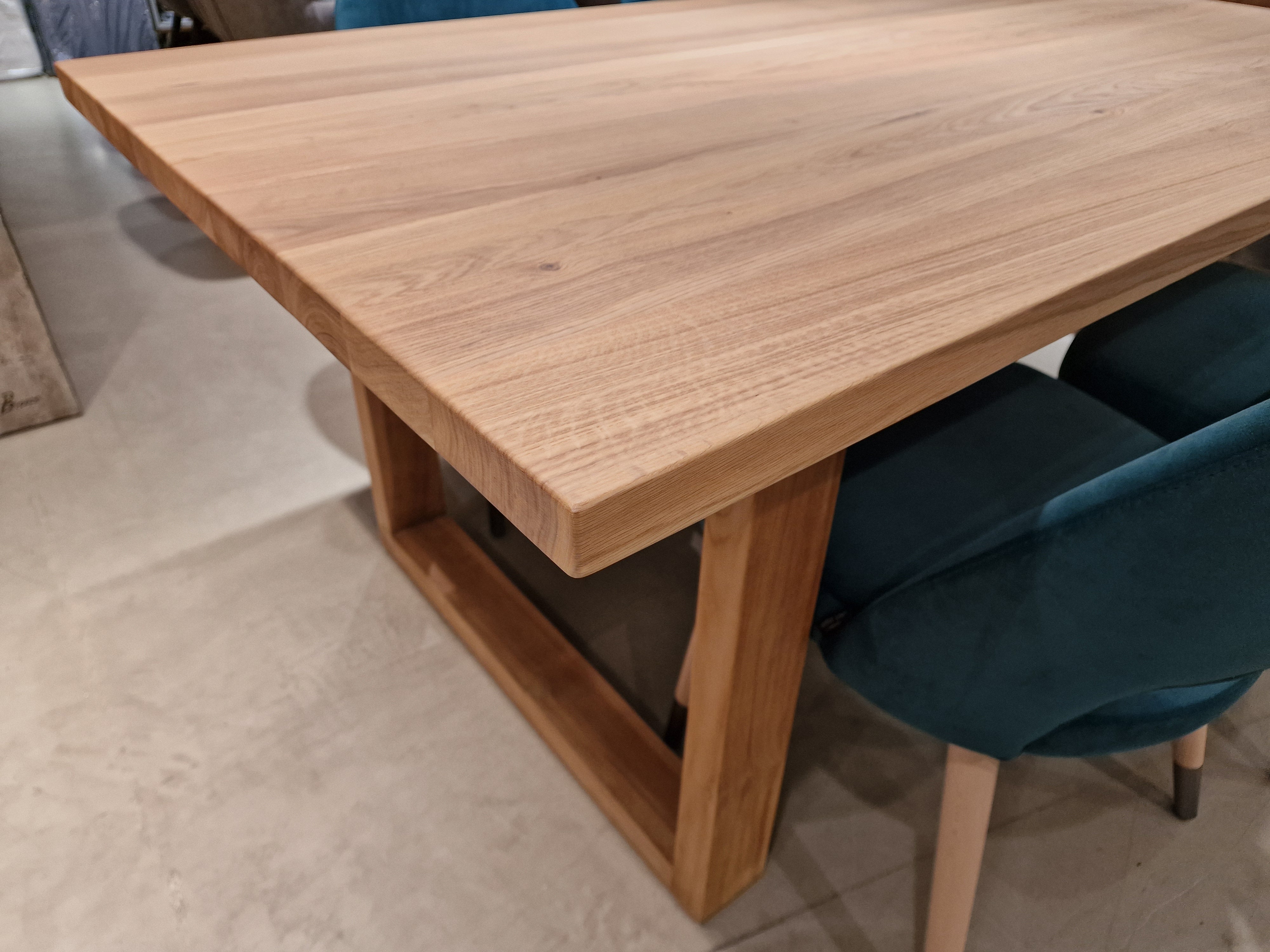 Eik Interieurtafel Rechthoekig 180 x 100cm Naturel Recht met houten U-Poot Naturel