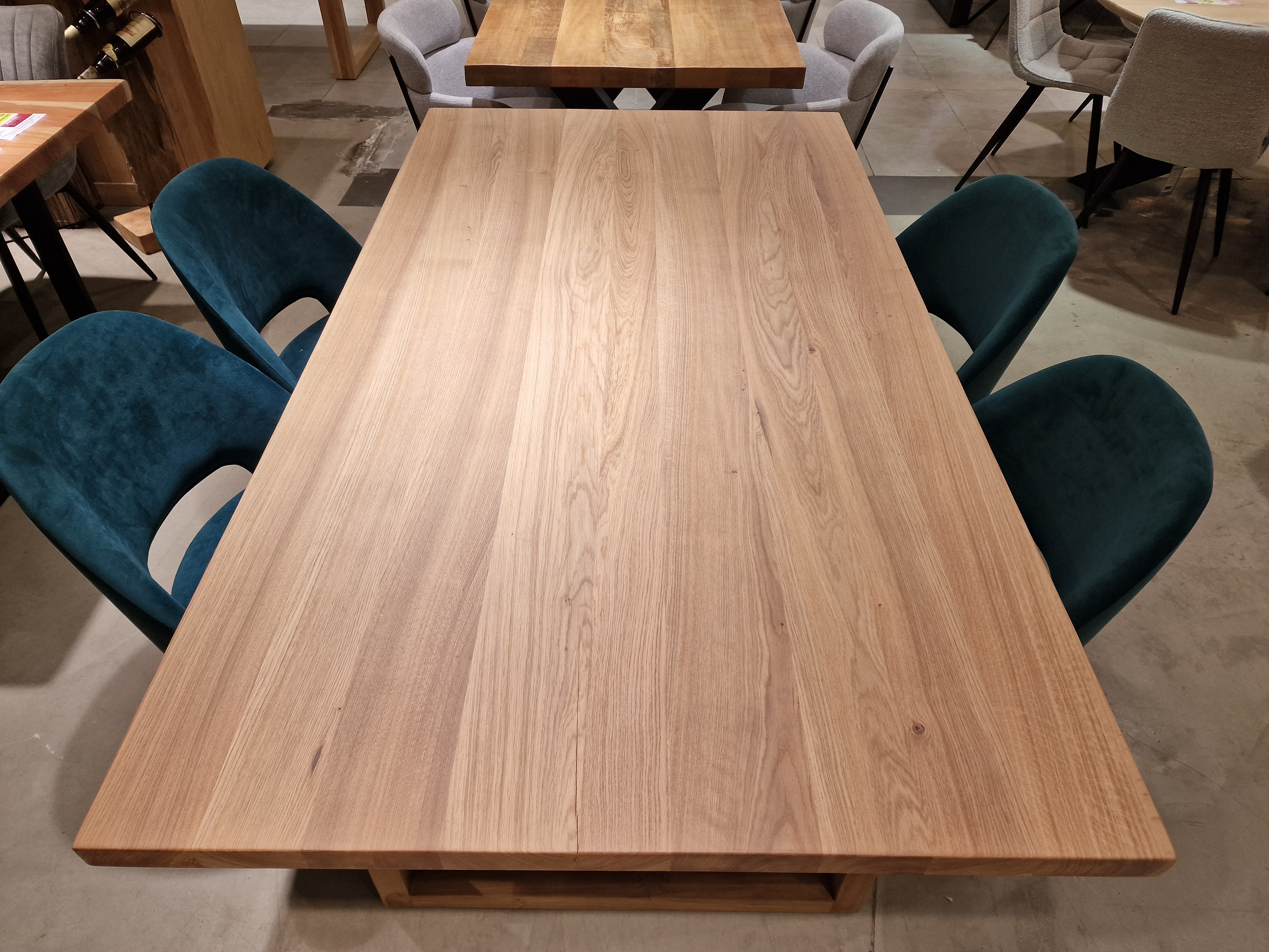 Eik Interieurtafel Rechthoekig 180 x 100cm Naturel Recht met houten U-Poot Naturel