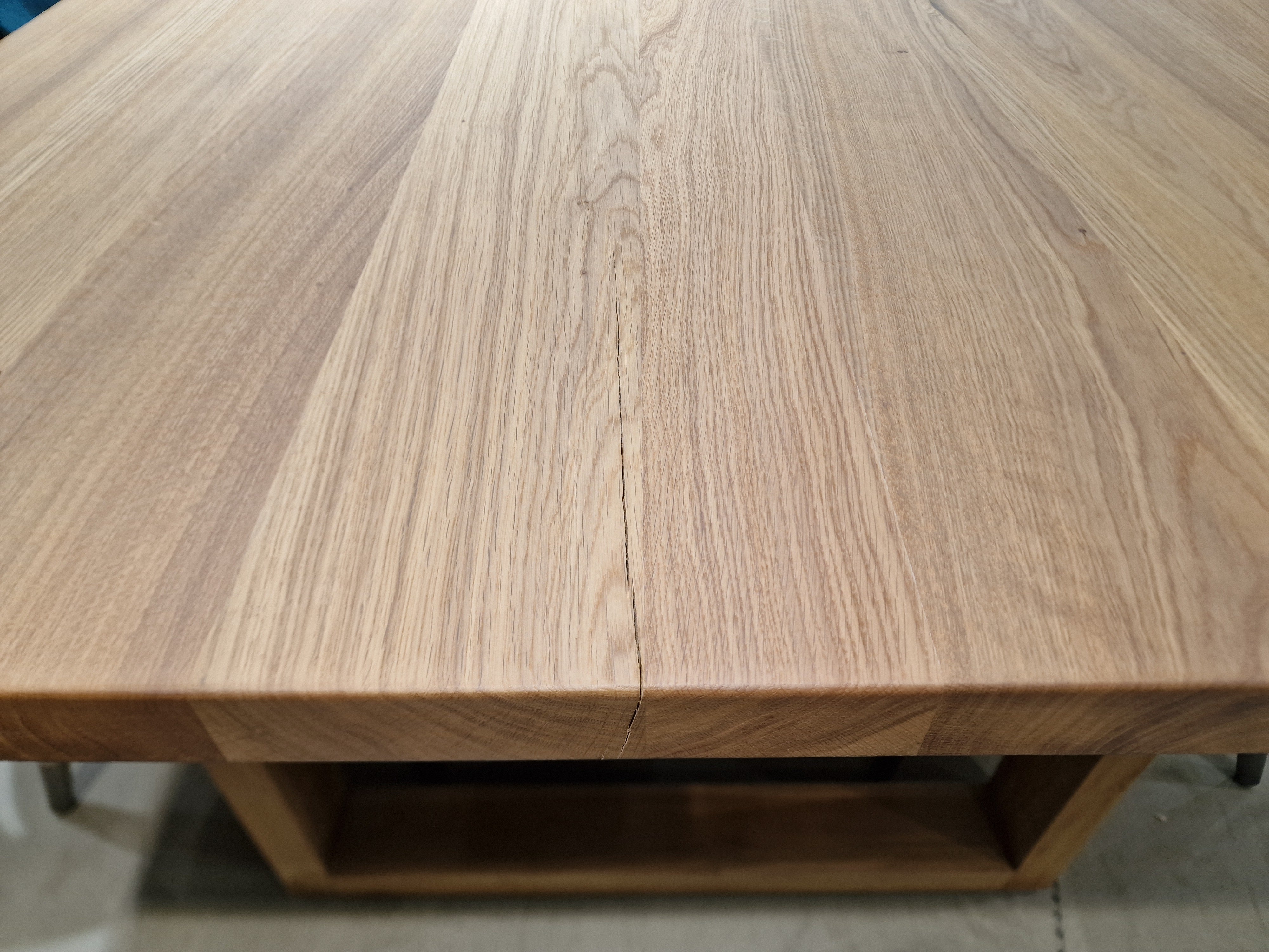 Eik Interieurtafel Rechthoekig 180 x 100cm Naturel Recht met houten U-Poot Naturel